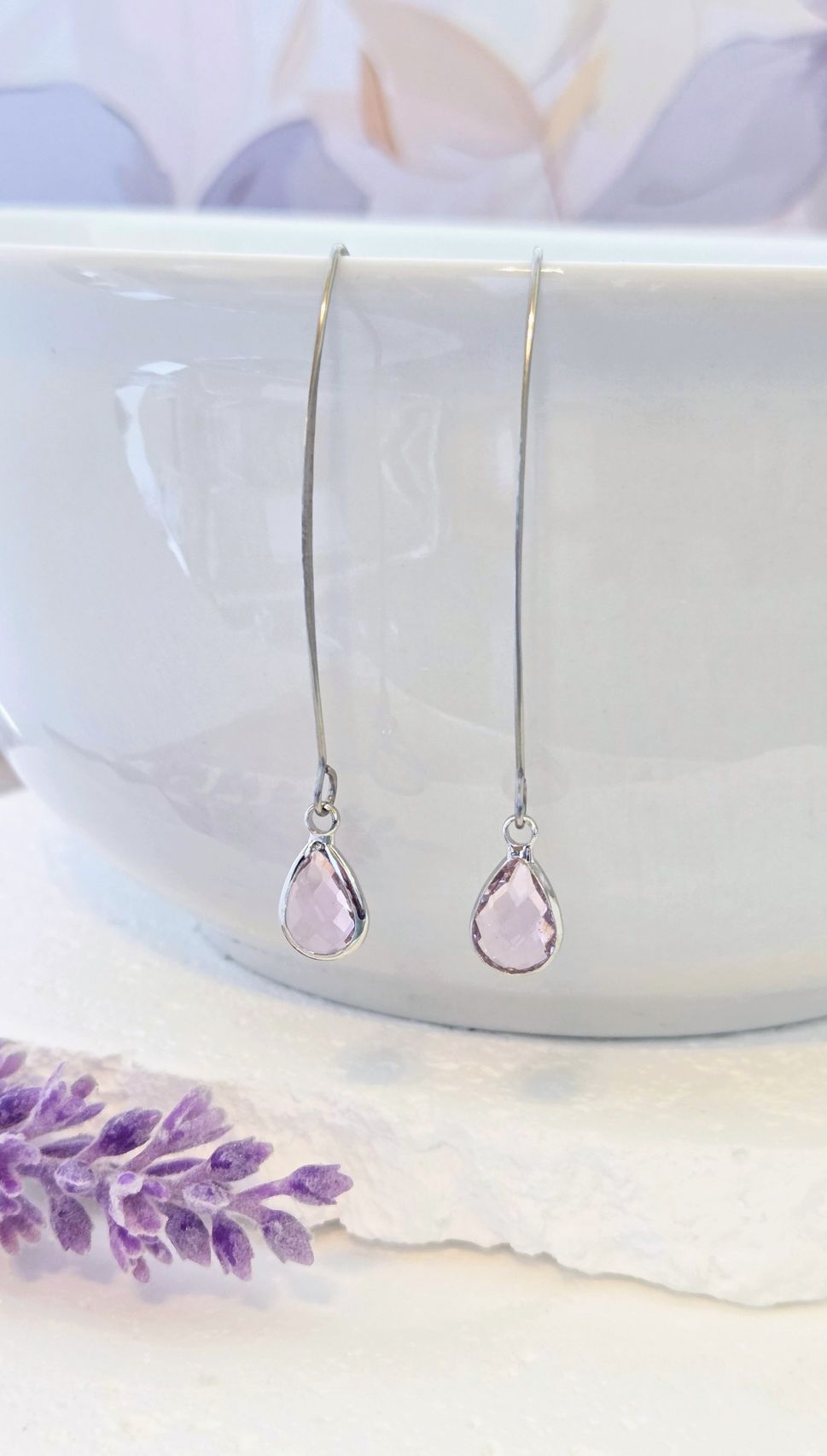 Birthstone Silver Threader Earrings: Choose Month