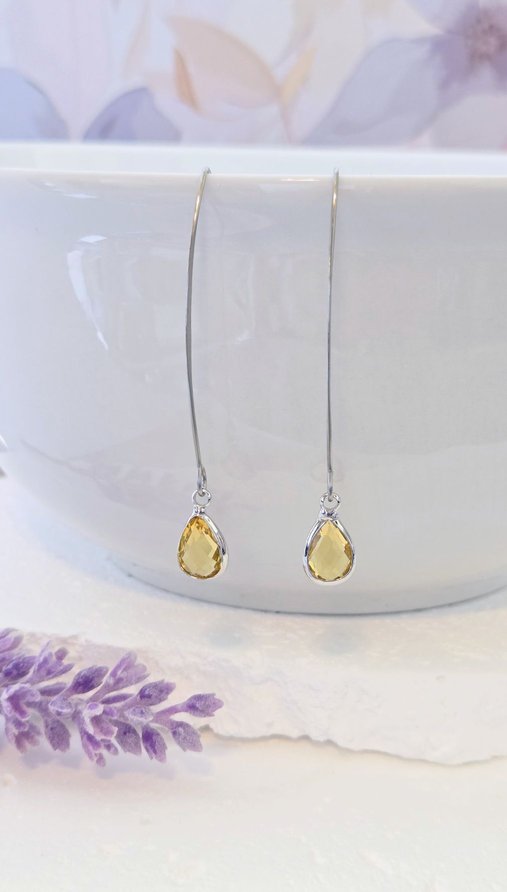 Birthstone Silver Threader Earrings: Choose Month