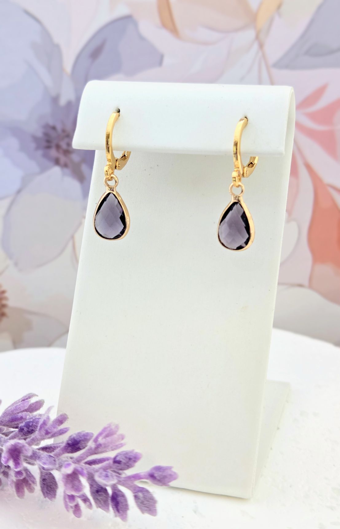 Birthstone Huggie Hoop Earrings– Dainty 18k Gold Drop in Every Month