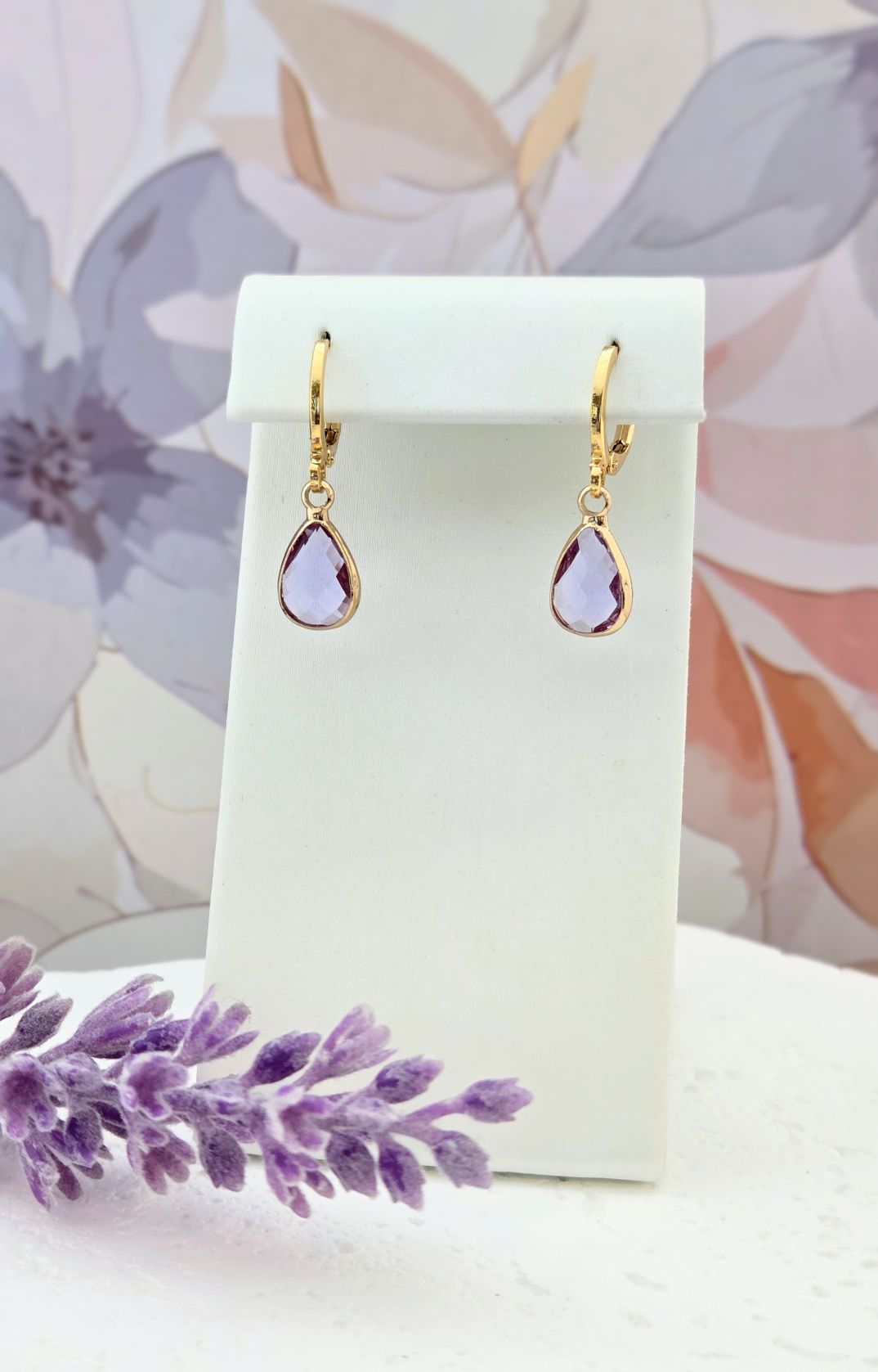 Birthstone Huggie Hoop Earrings– Dainty 18k Gold Drop in Every Month