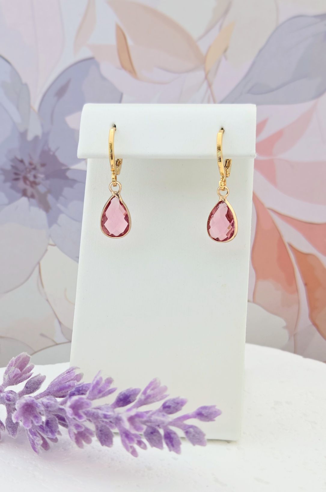 Birthstone Huggie Hoop Earrings– Dainty 18k Gold Drop in Every Month