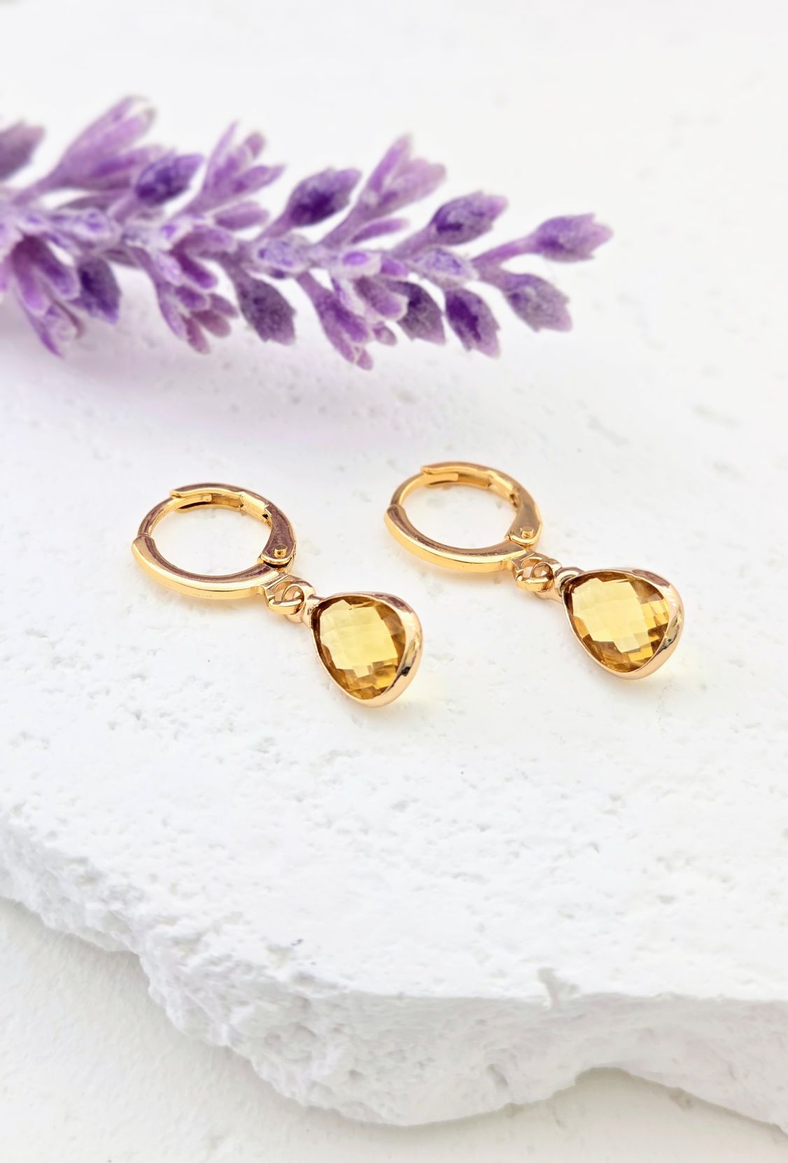 Birthstone Huggie Hoop Earrings– Dainty 18k Gold Drop in Every Month