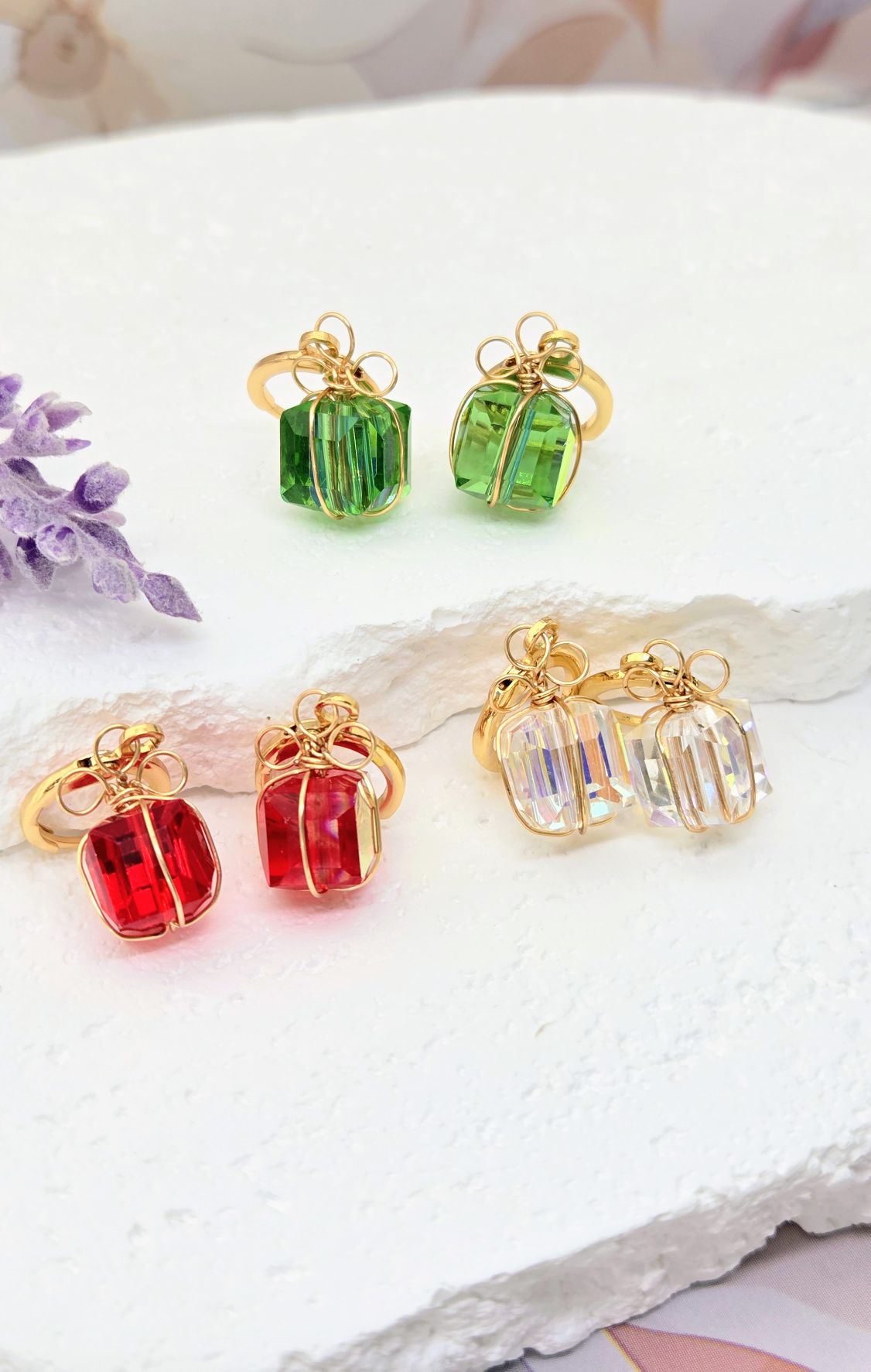 Gift Box Huggie Earrings