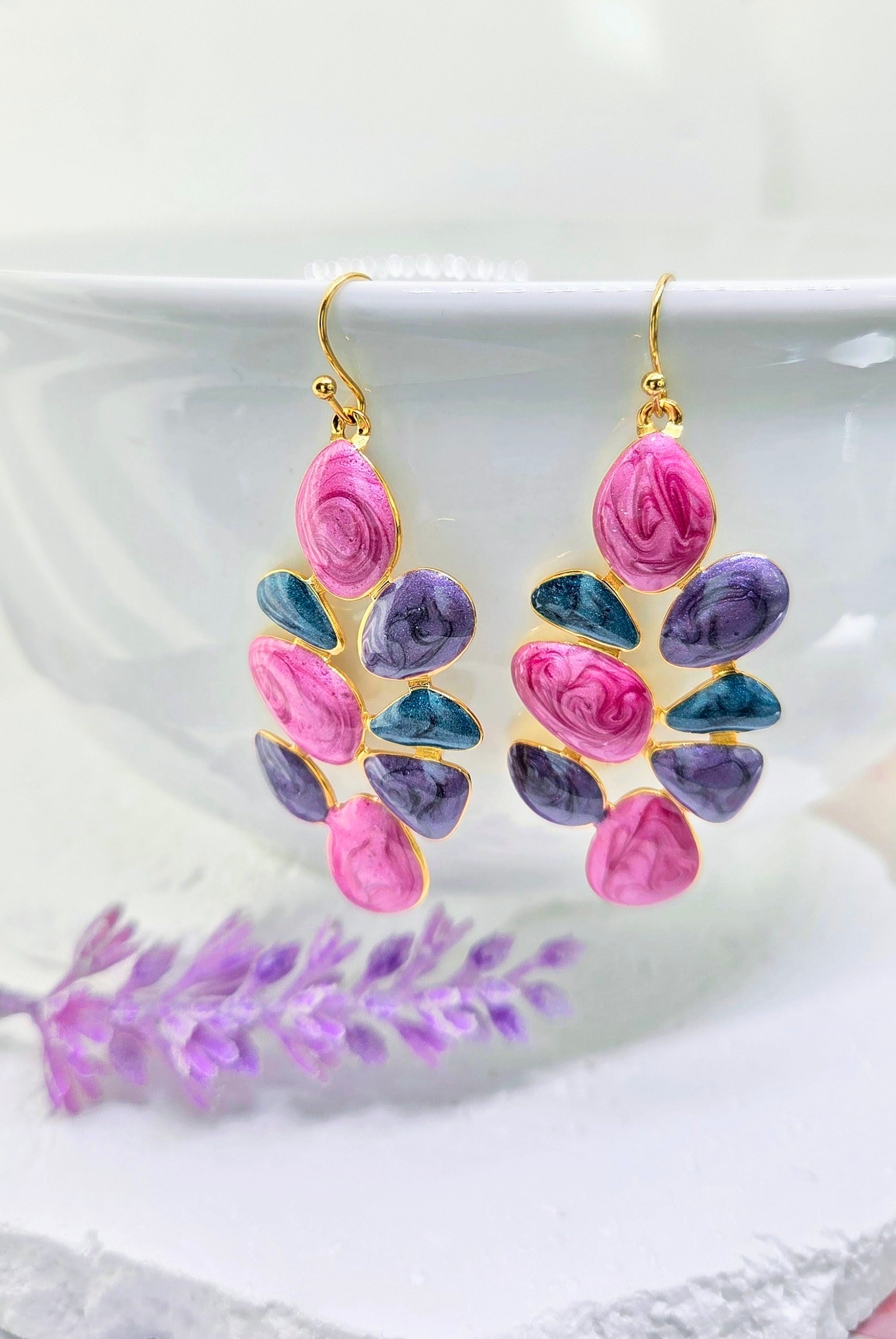 Marble Mosaic Dangle Earrings