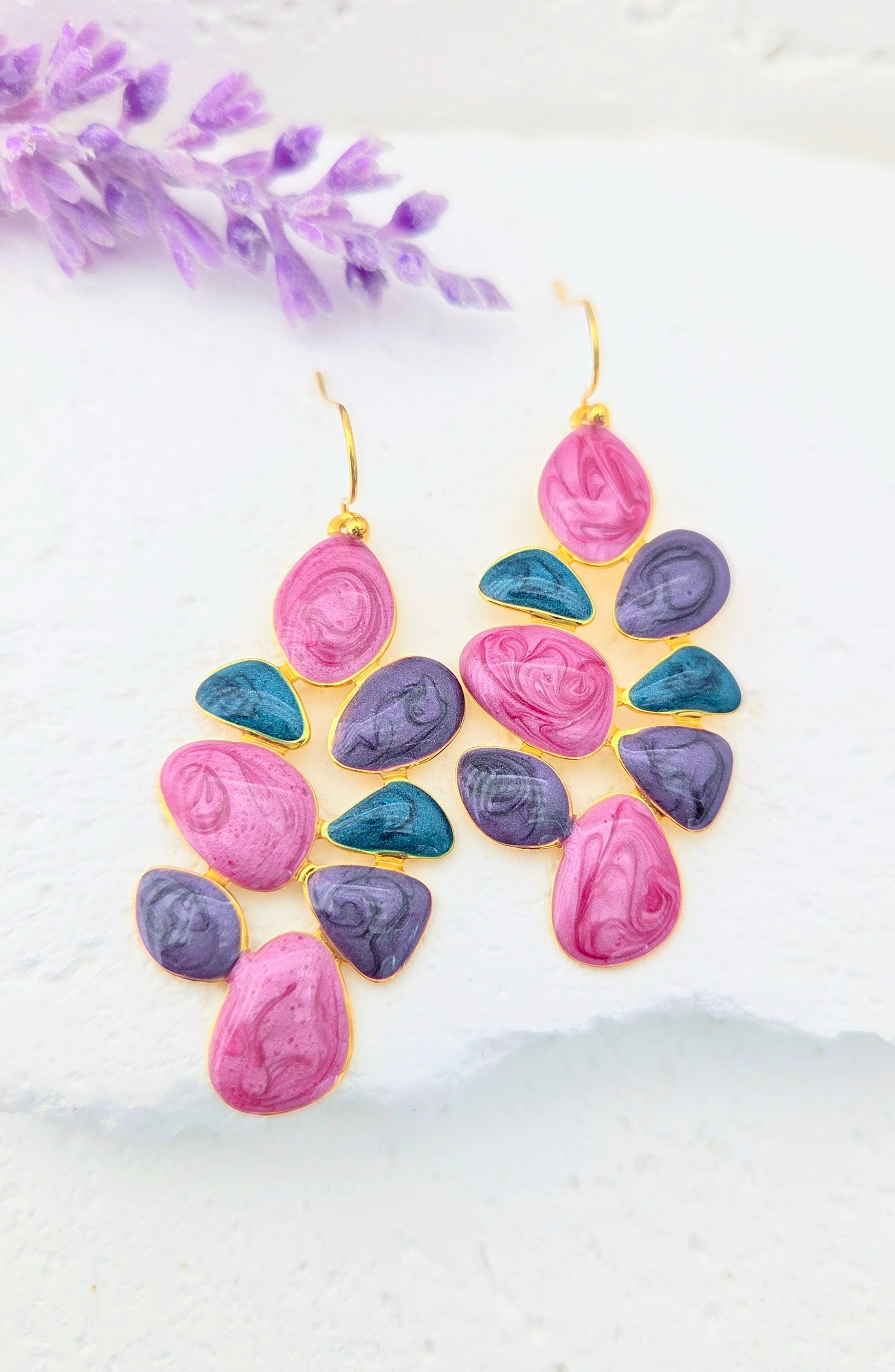 Marble Mosaic Dangle Earrings