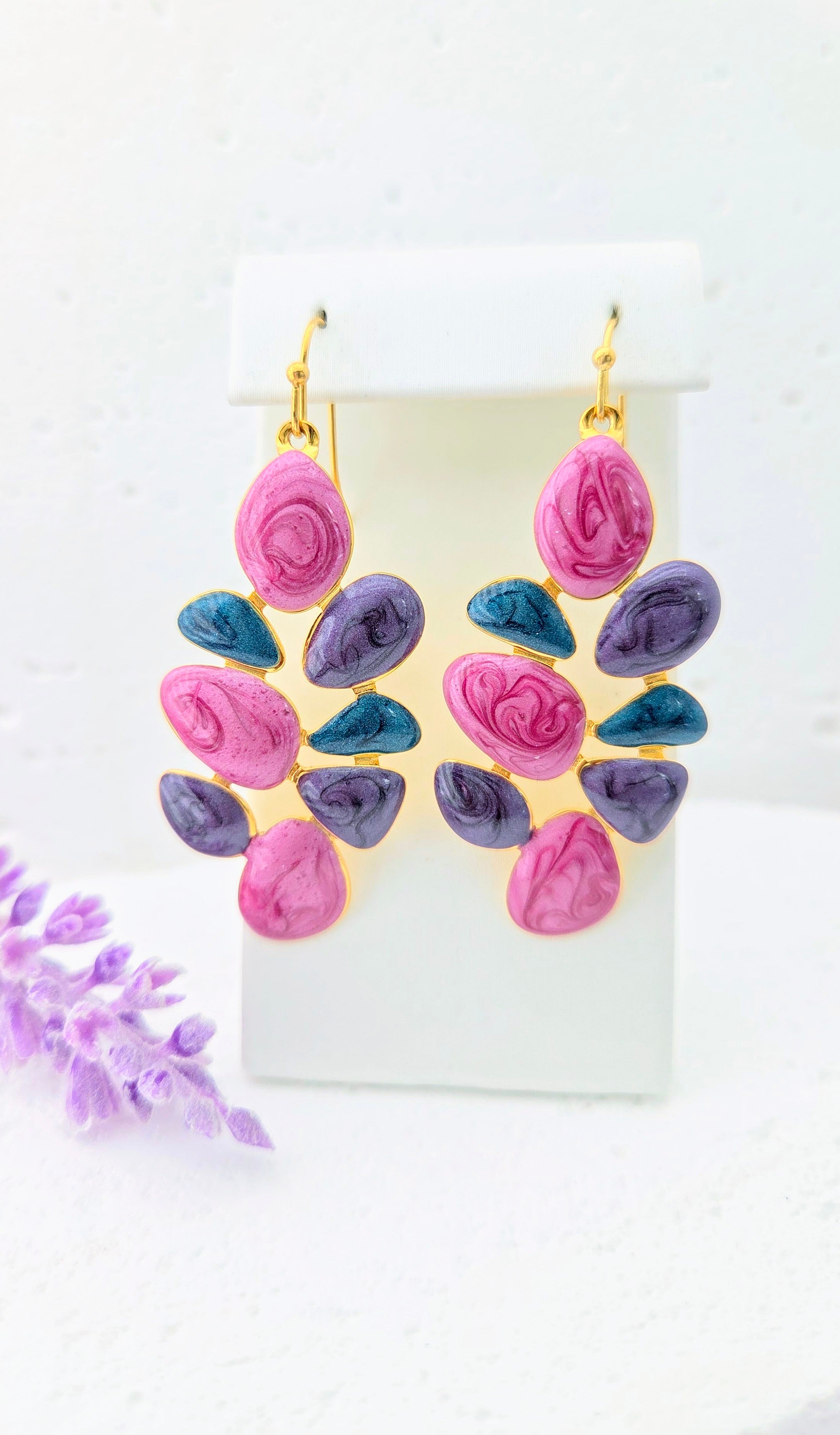 Marble Mosaic Dangle Earrings