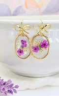 Dried Pressed Flower Earrings- Gold