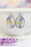 Dried Pressed Flower Silver Earrings