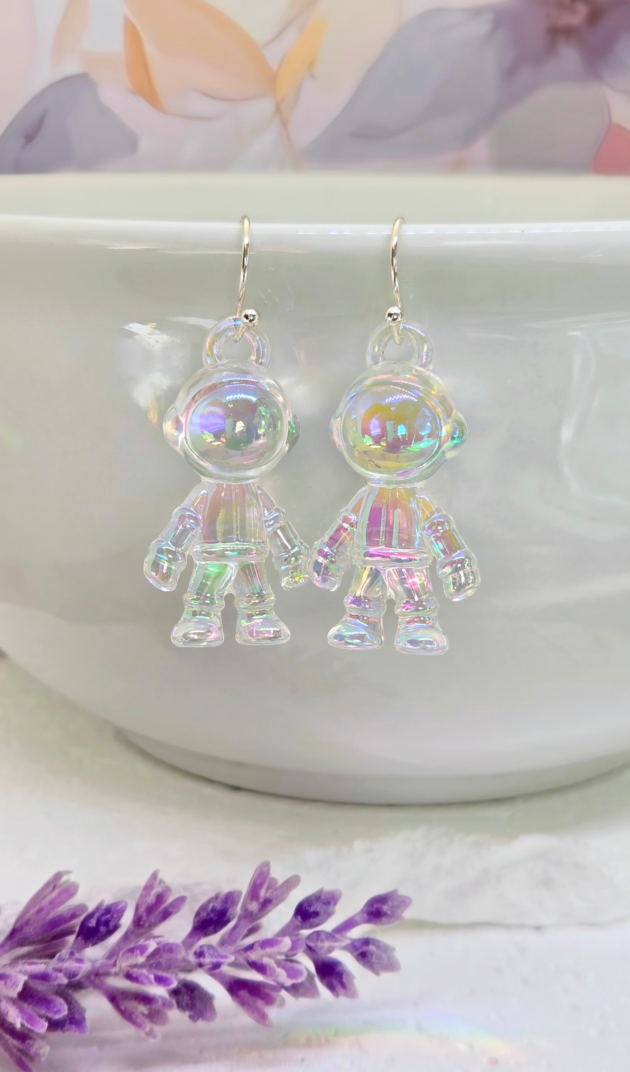 Iridescent Astronaut Earrings