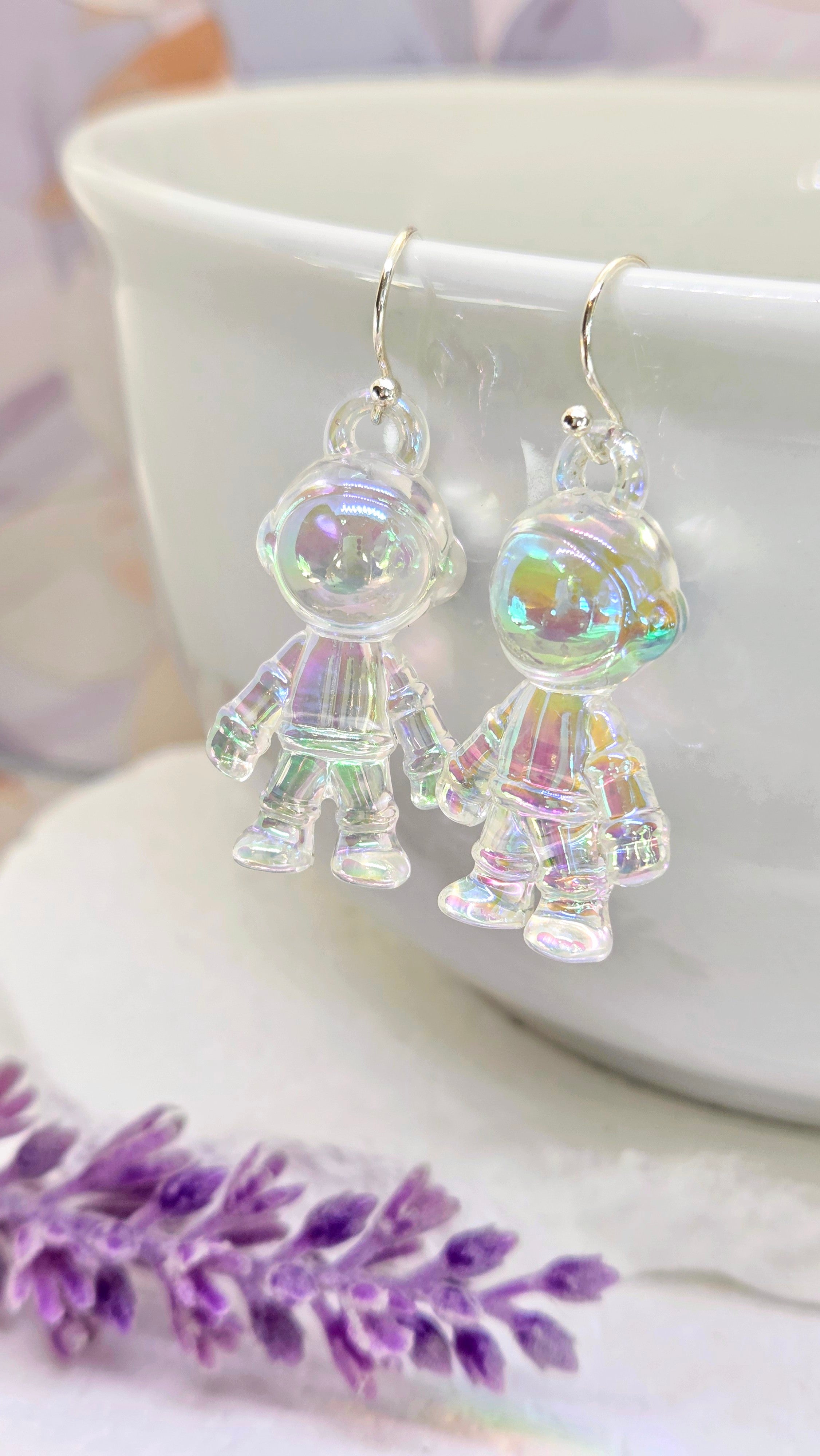 Iridescent Astronaut Earrings
