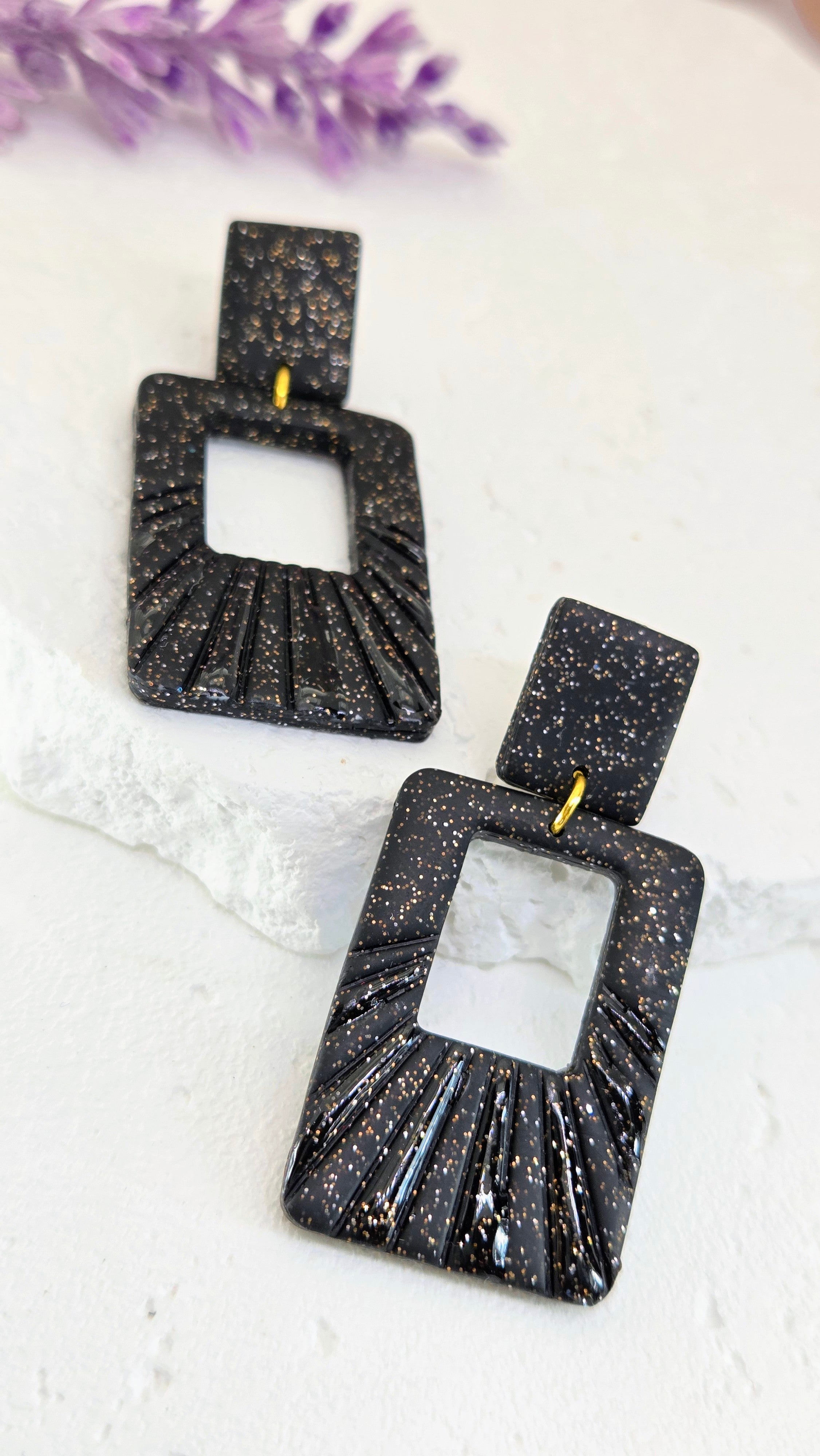 Textured Square Clay Earrings