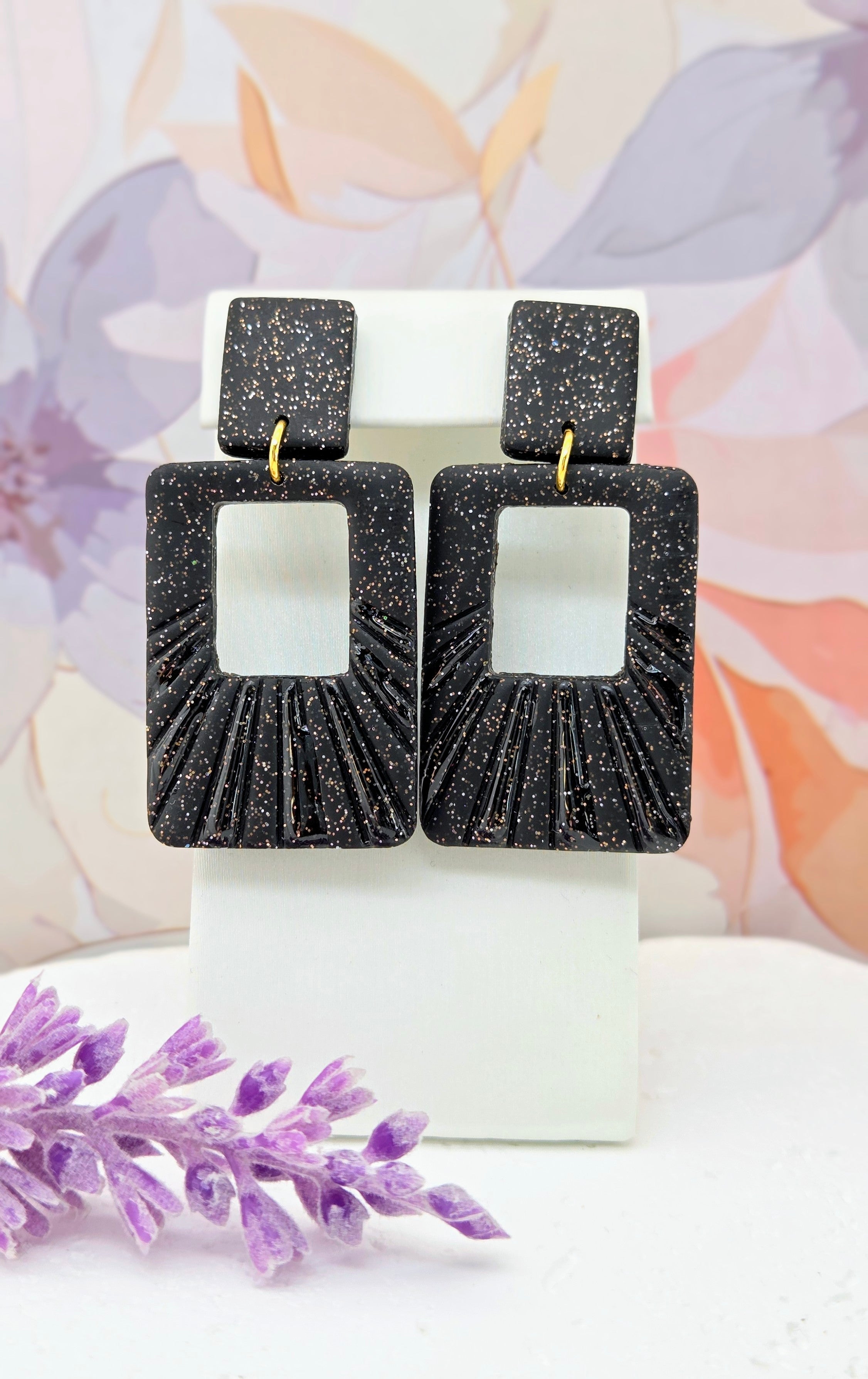 Textured Square Clay Earrings
