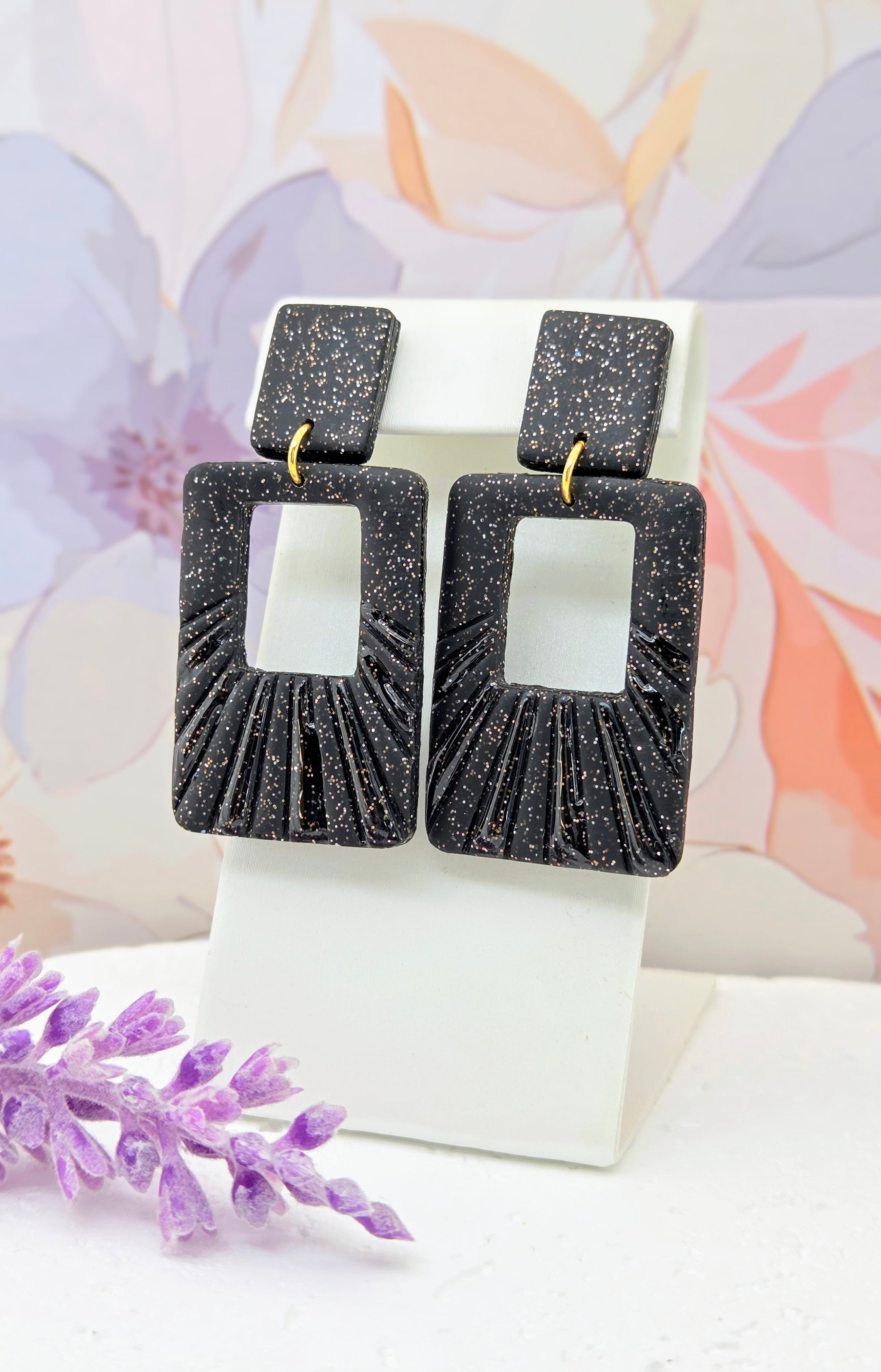 Textured Square Clay Earrings