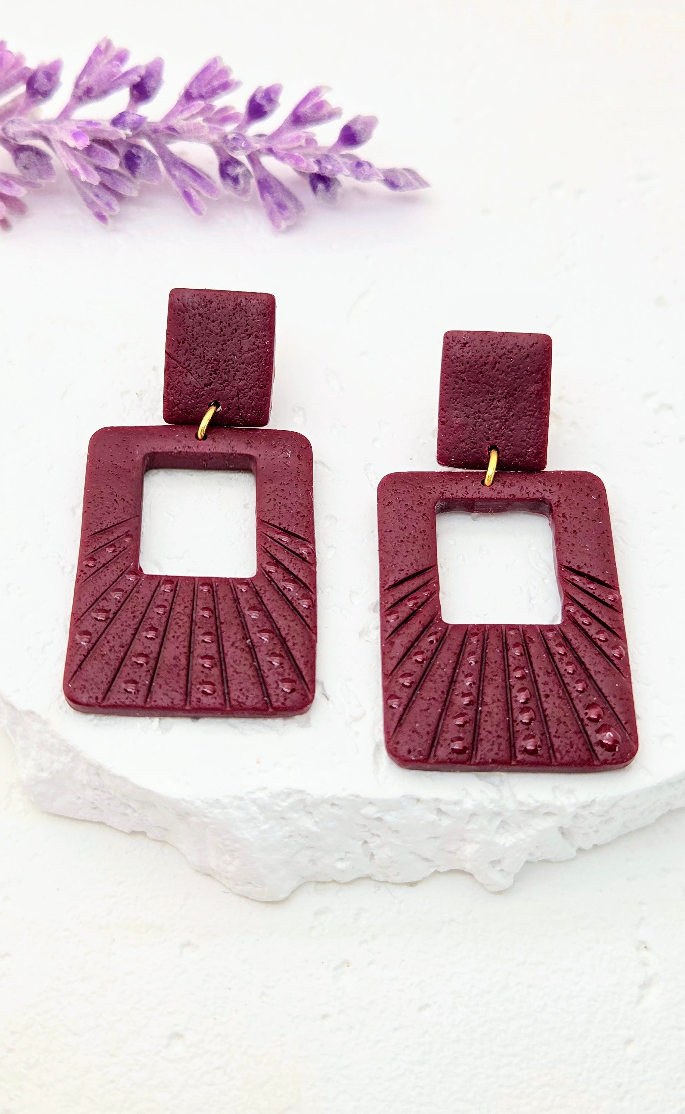 Textured Square Clay Earrings