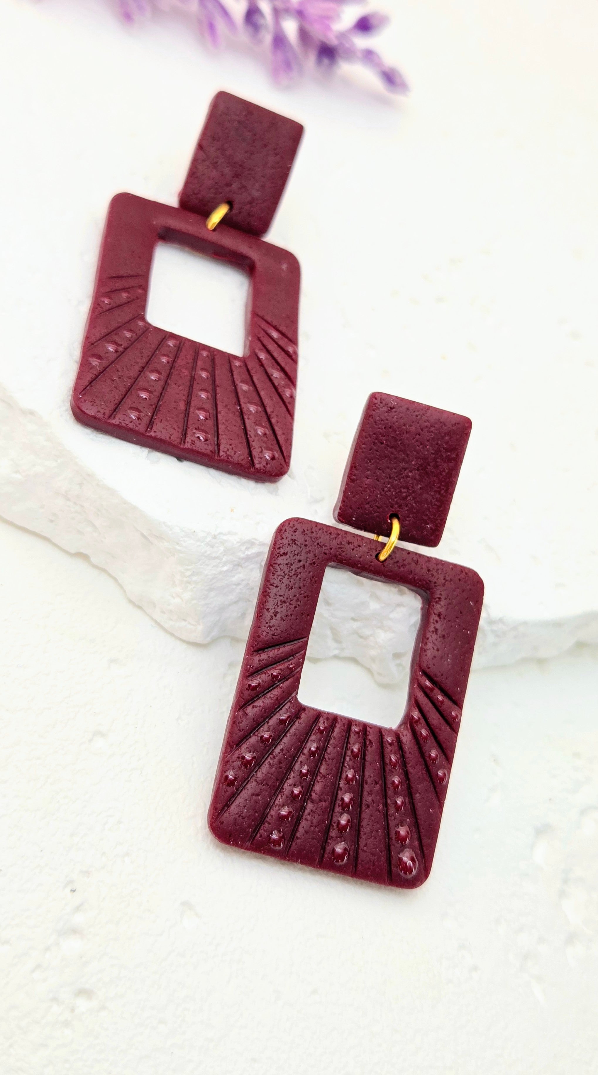Textured Square Clay Earrings