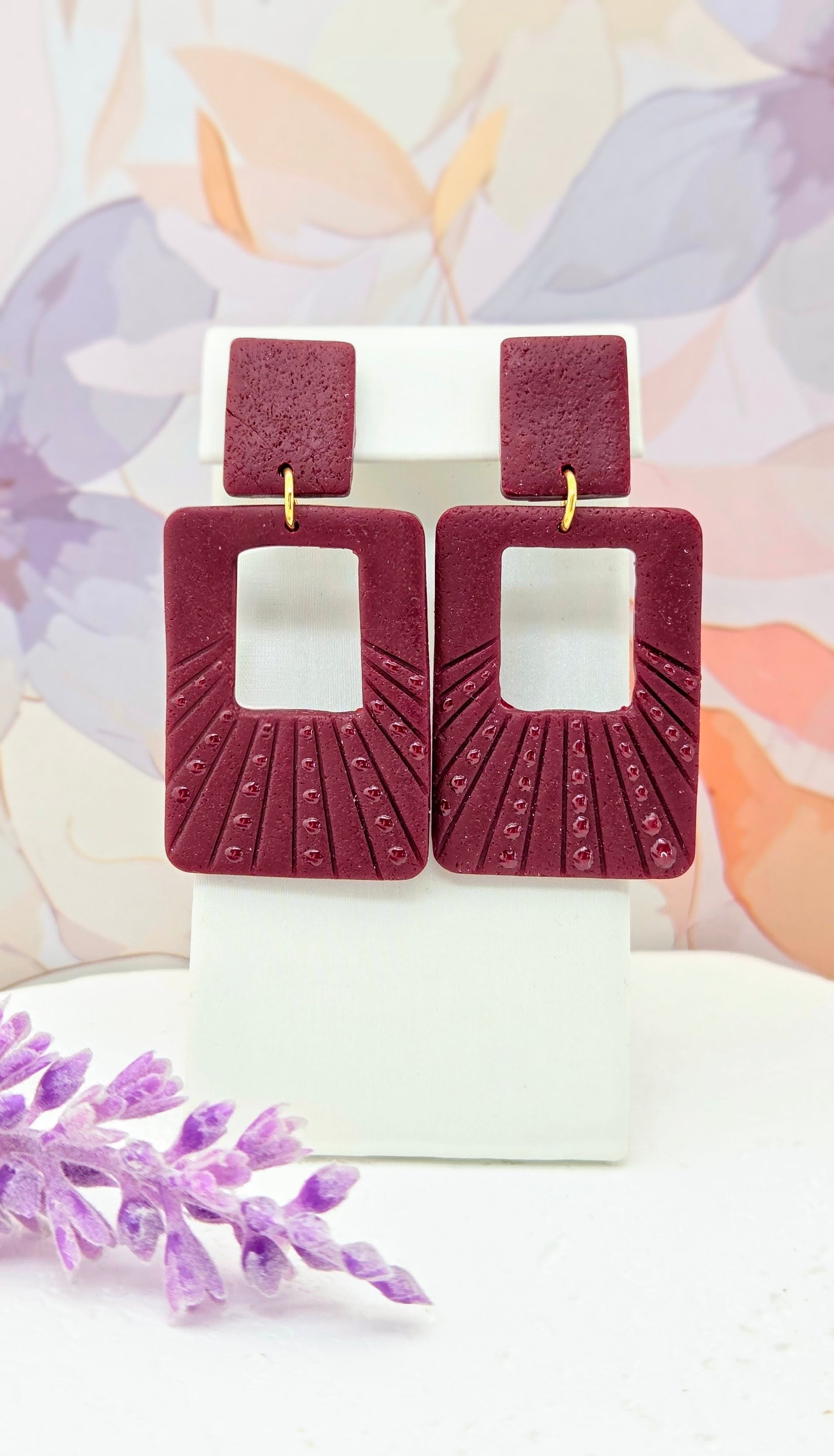 Textured Square Clay Earrings