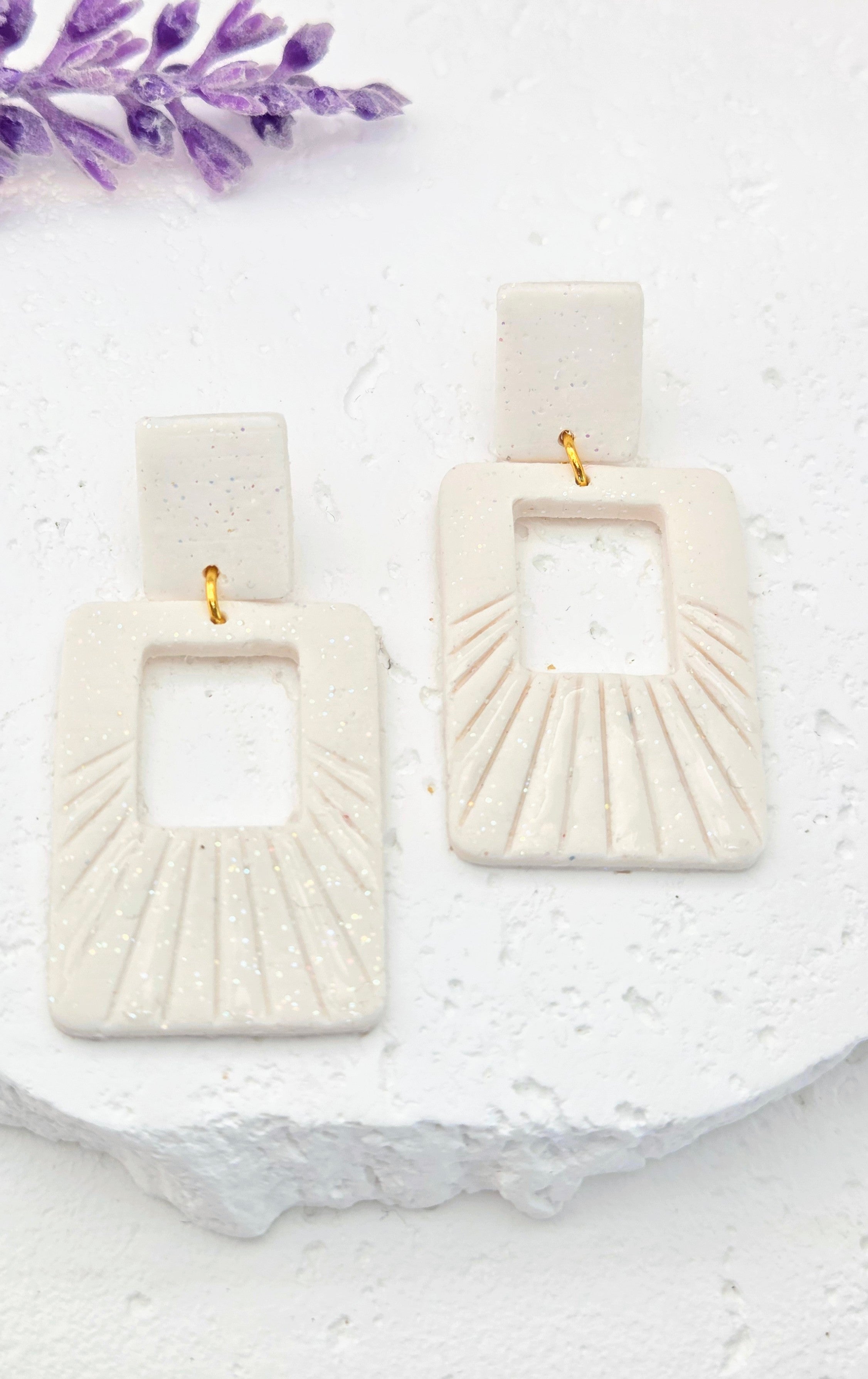 Textured Square Clay Earrings