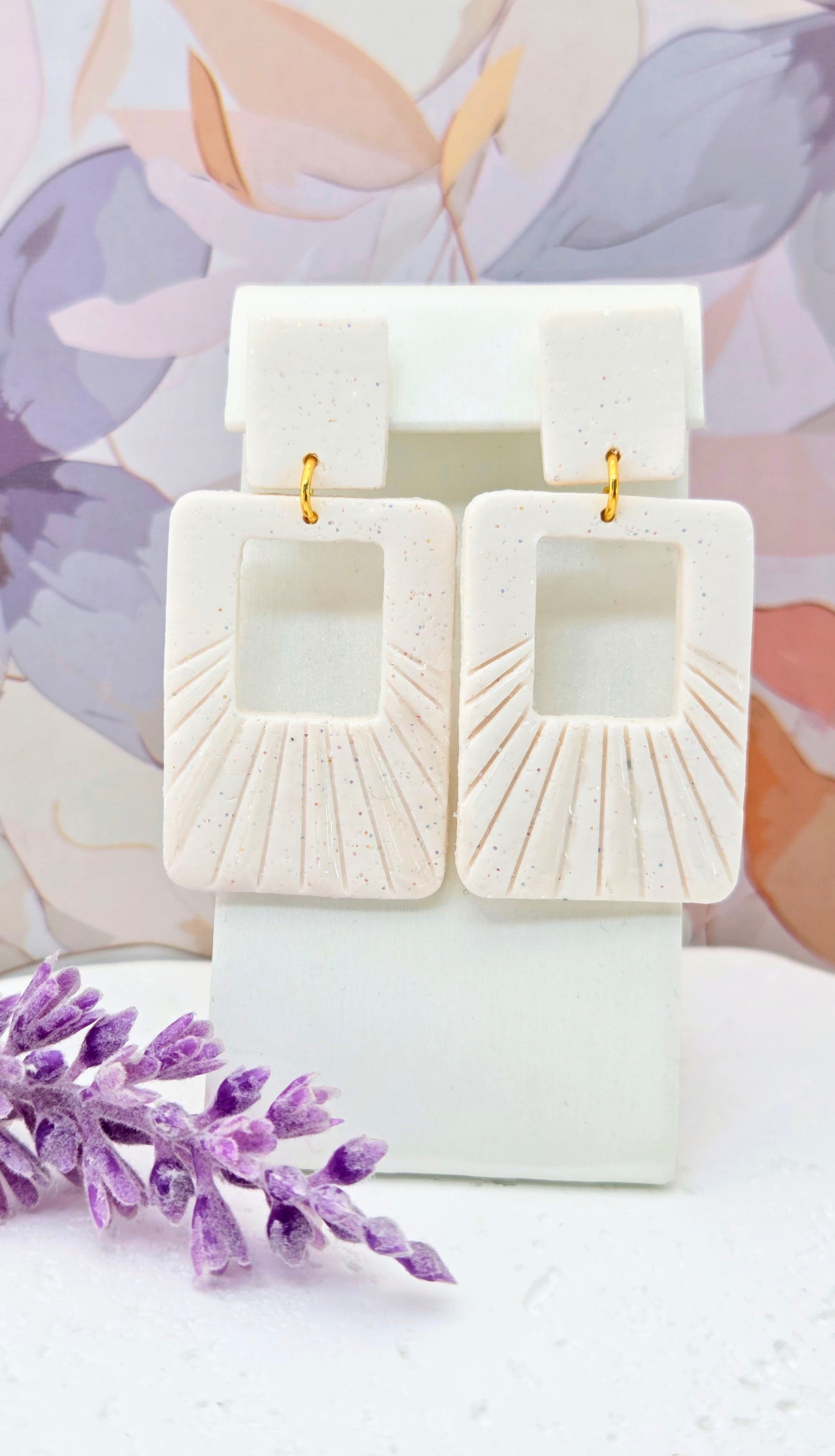 Textured Square Clay Earrings