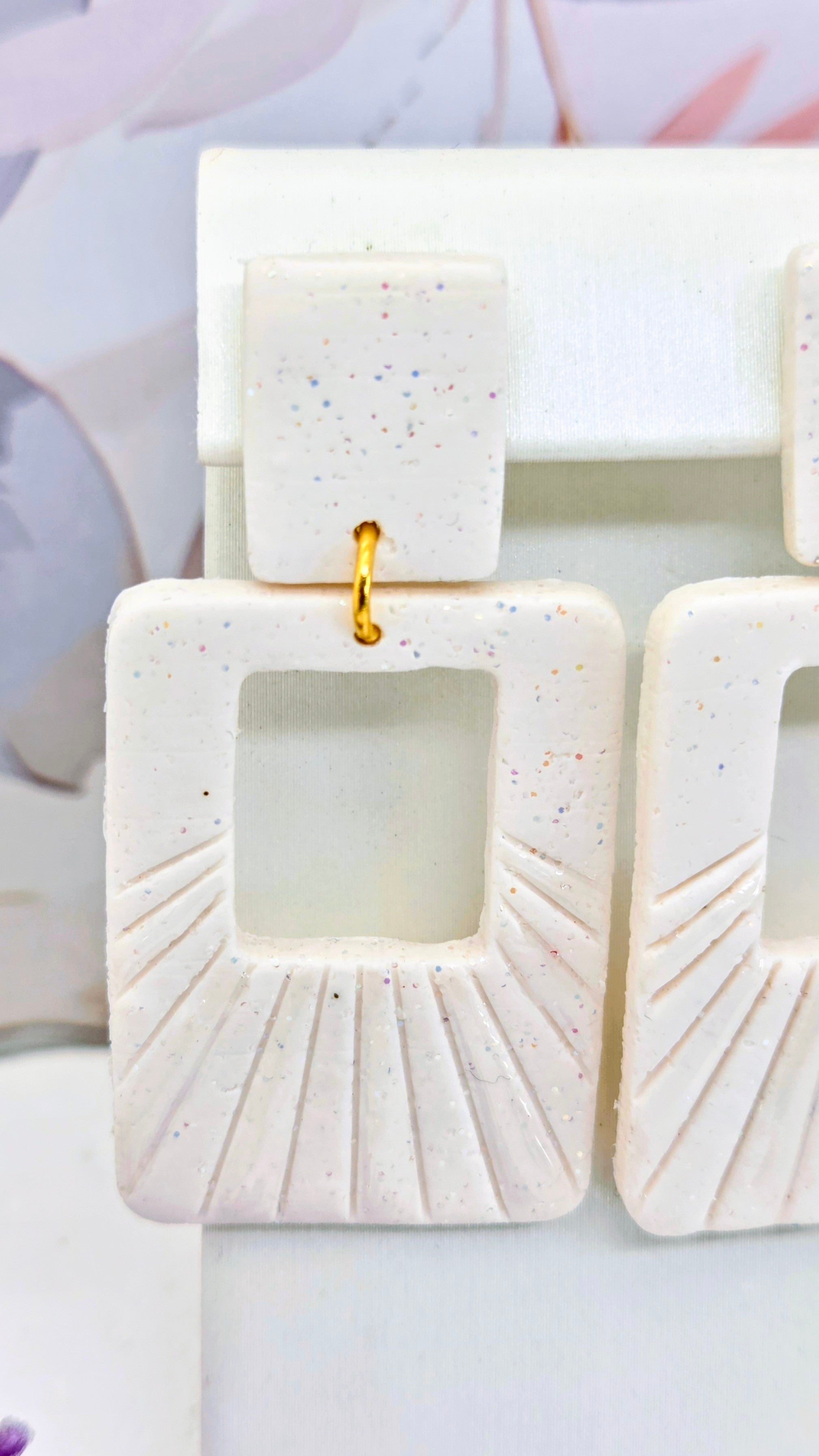 Textured Square Clay Earrings