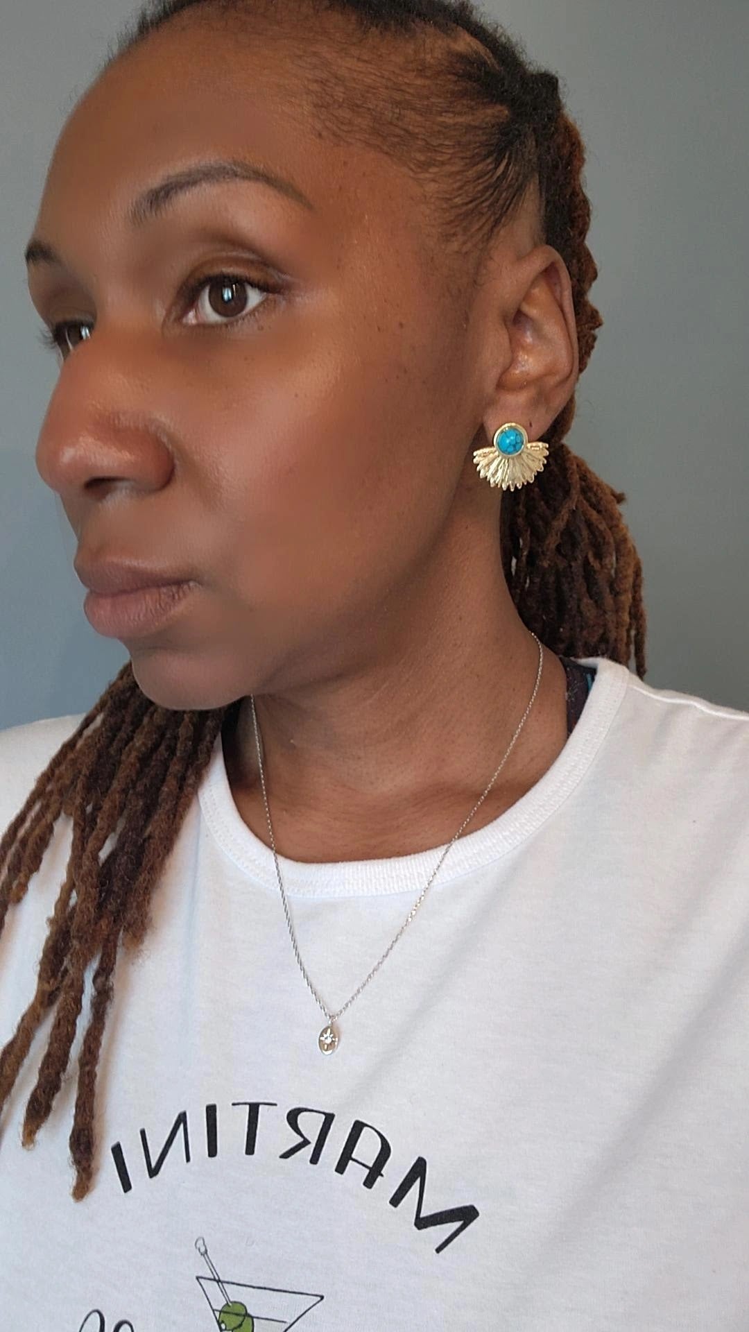 Turquoise Fan Stud Earrings