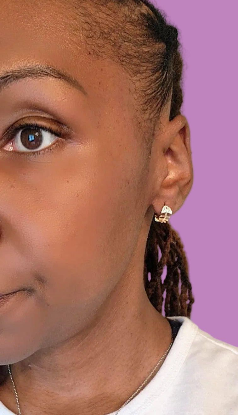Fish Bone Huggie Hoop Earrings