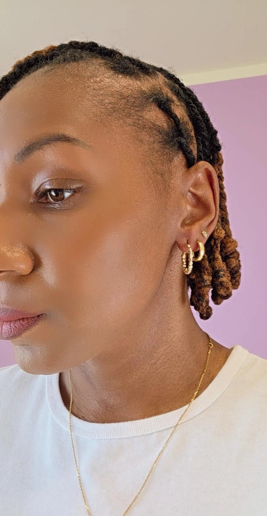 Gold Beaded Hoops