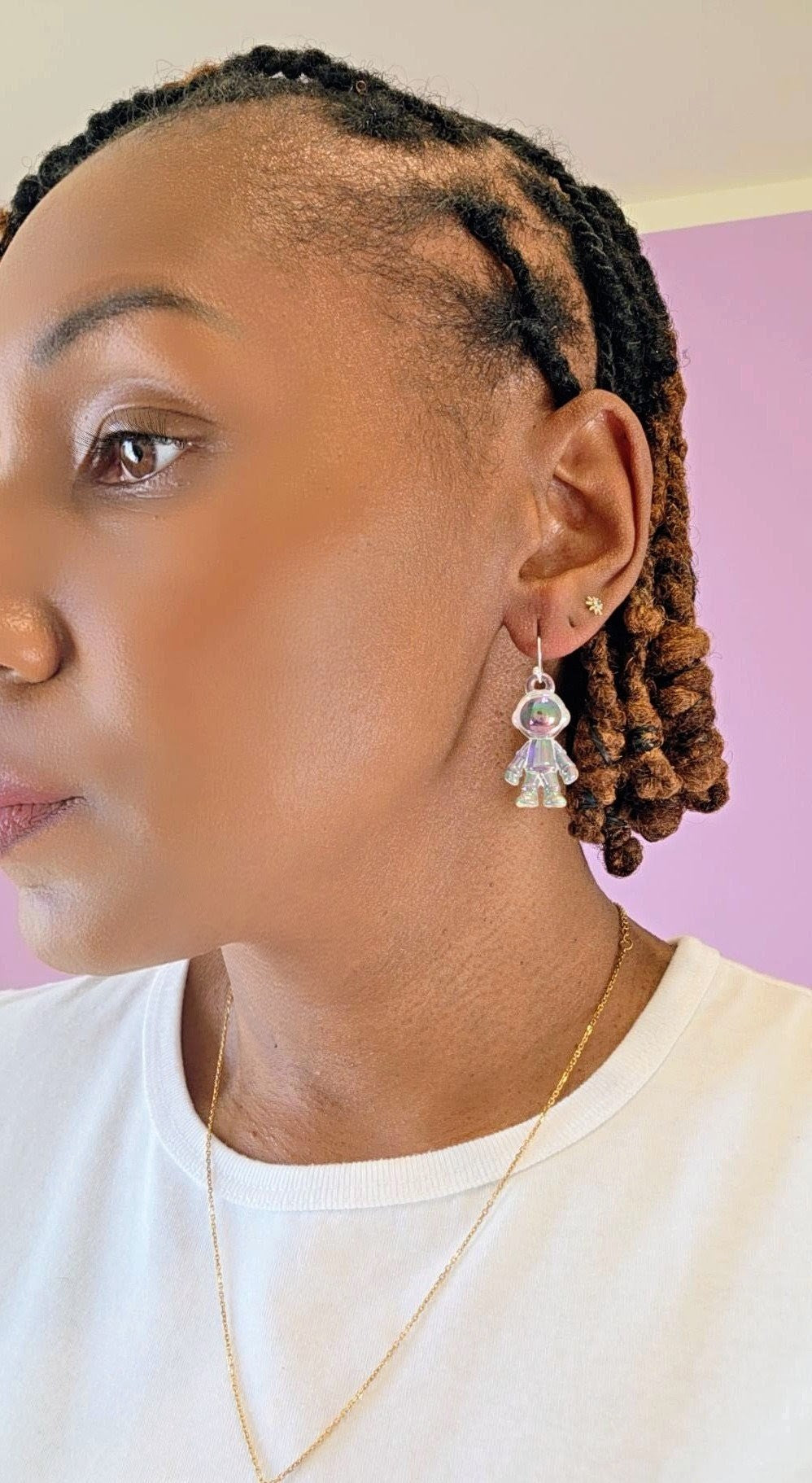 Iridescent Astronaut Earrings