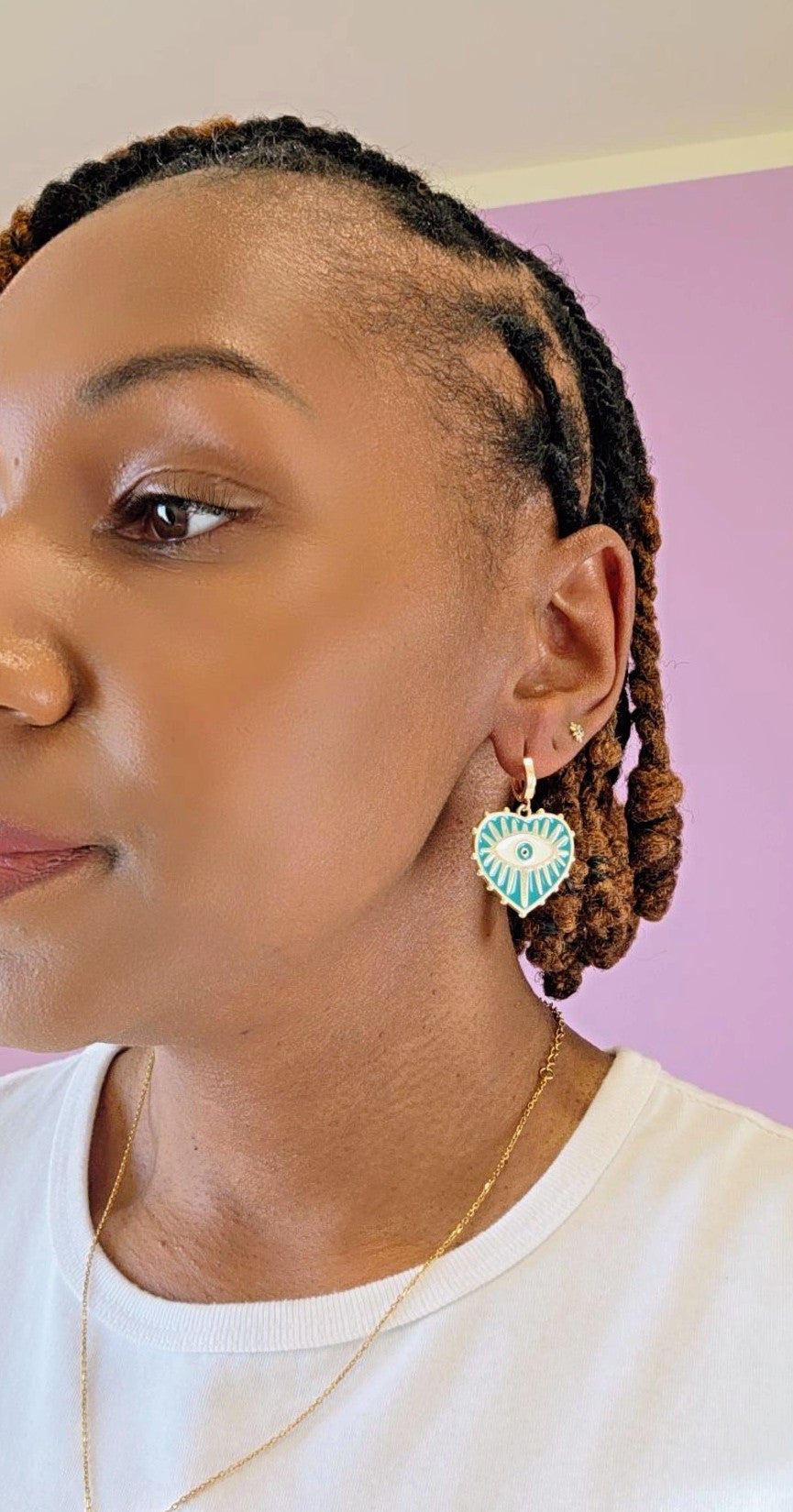 Heart Evil Eye Hoop Earrings