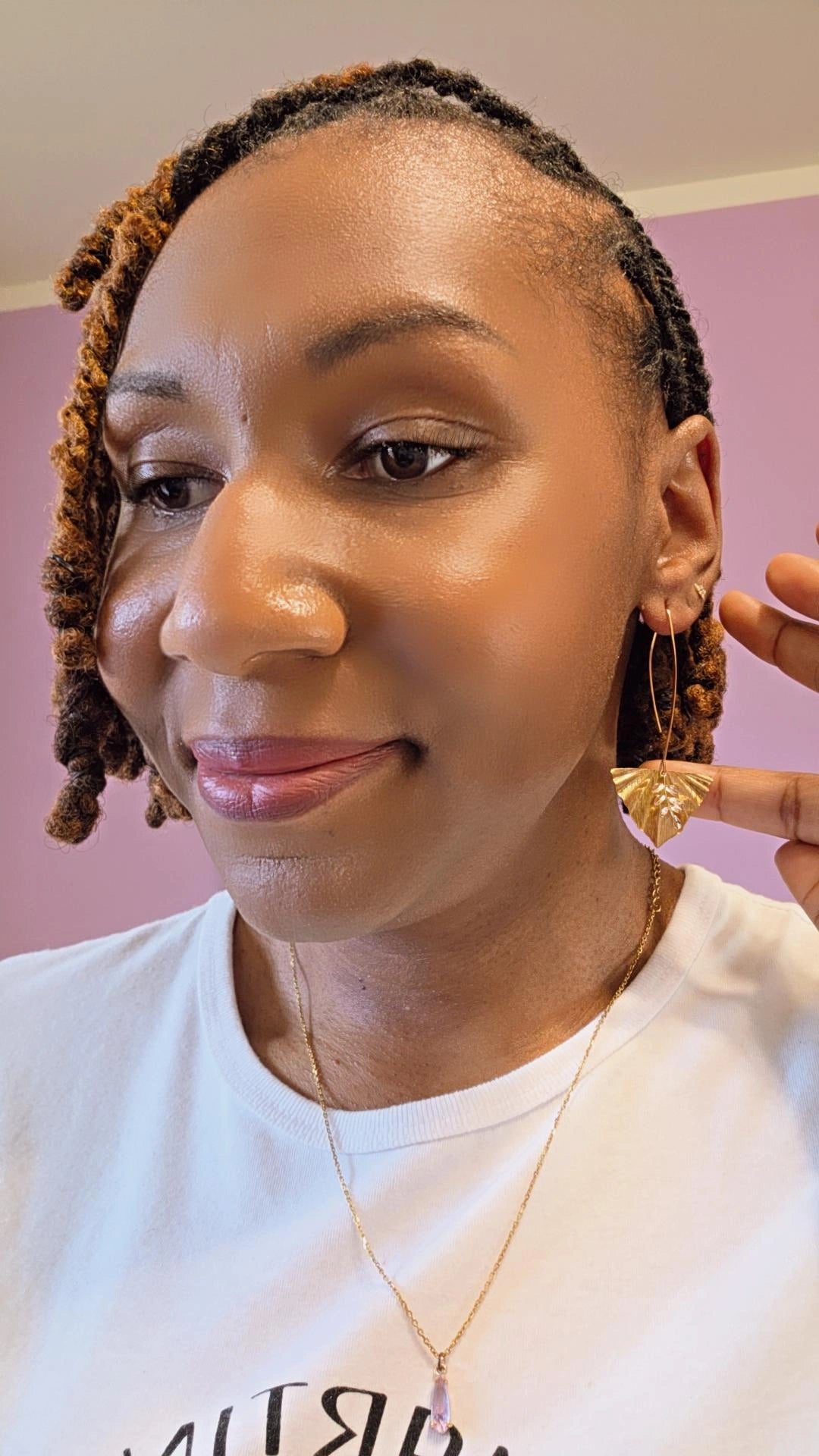 Gold Leaf Fan Threader Earrings