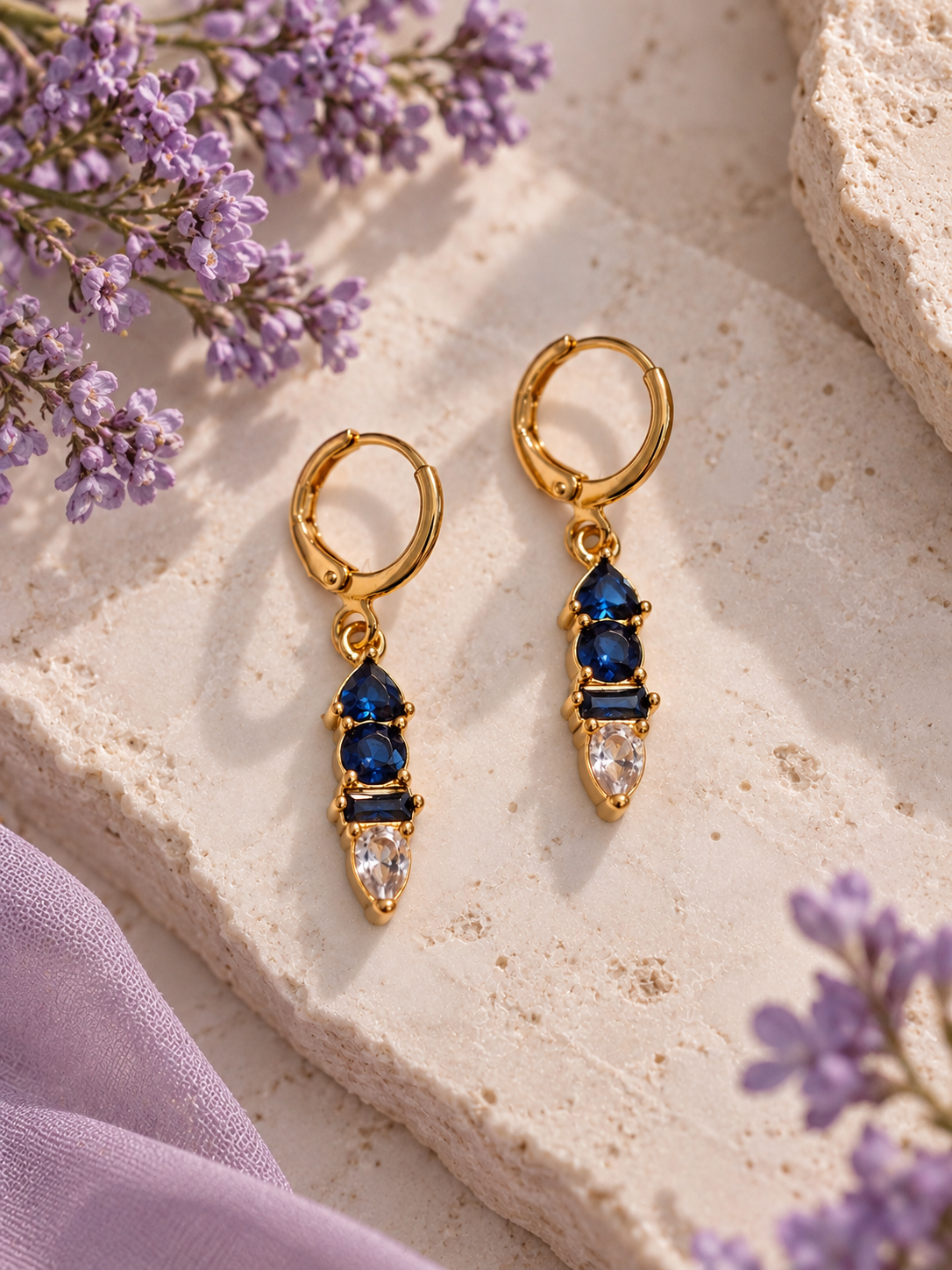 Birthstone Stack Huggie Earrings- Choose Month