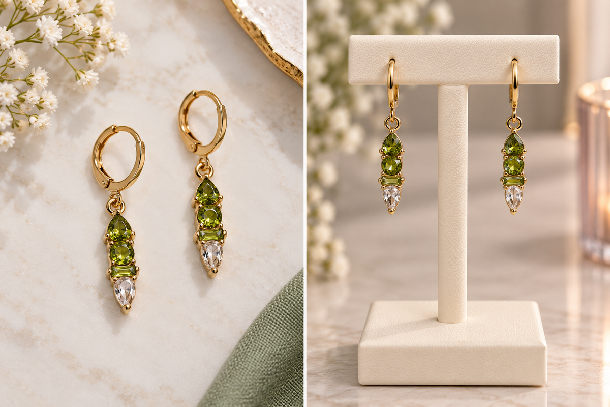 Birthstone Stack Huggie Earrings- Choose Month