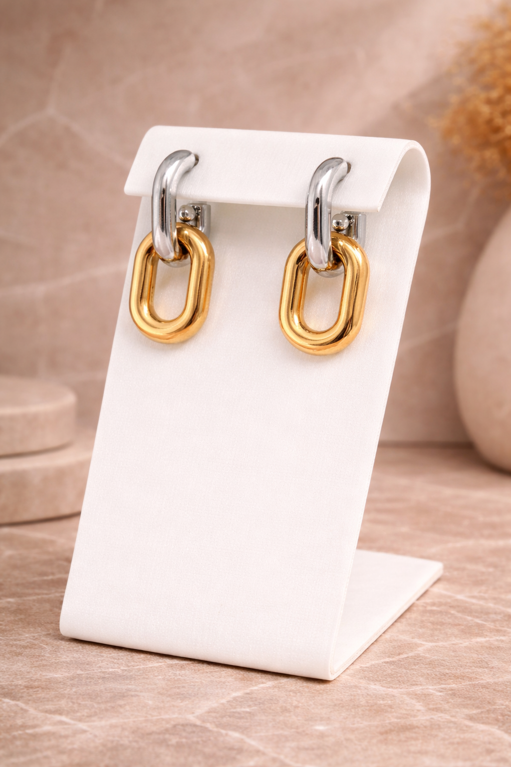 Mixed Metal Link Drop Earrings