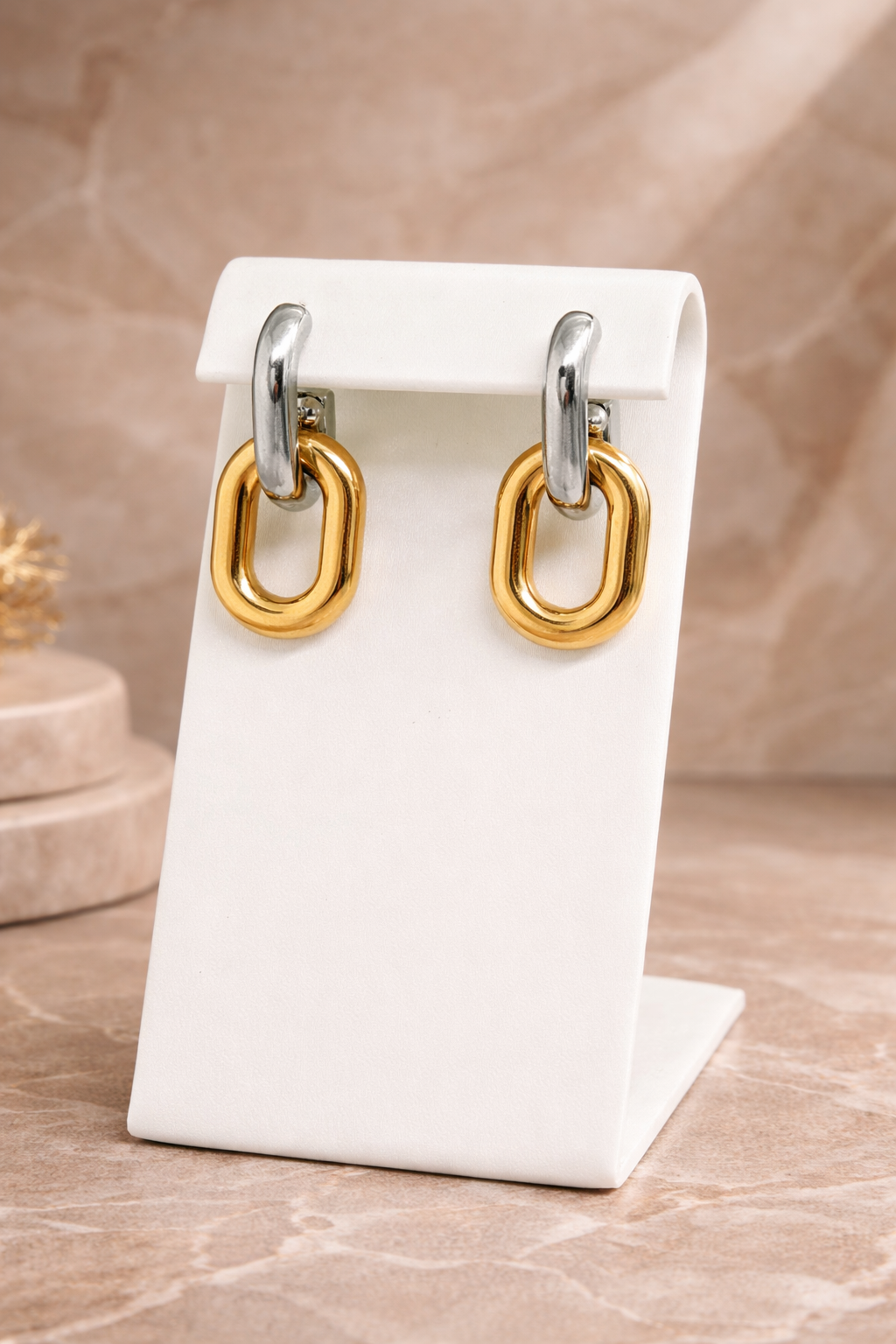 Mixed Metal Link Drop Earrings