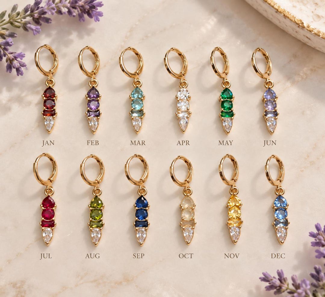 All 12 birthstone months, January to December