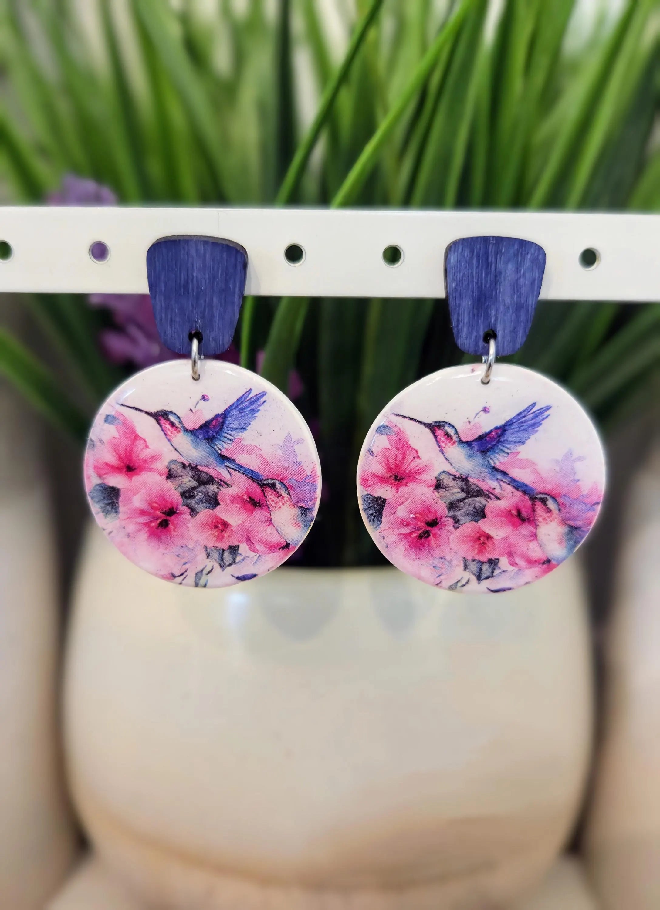 Hummingbird Floral Earrings