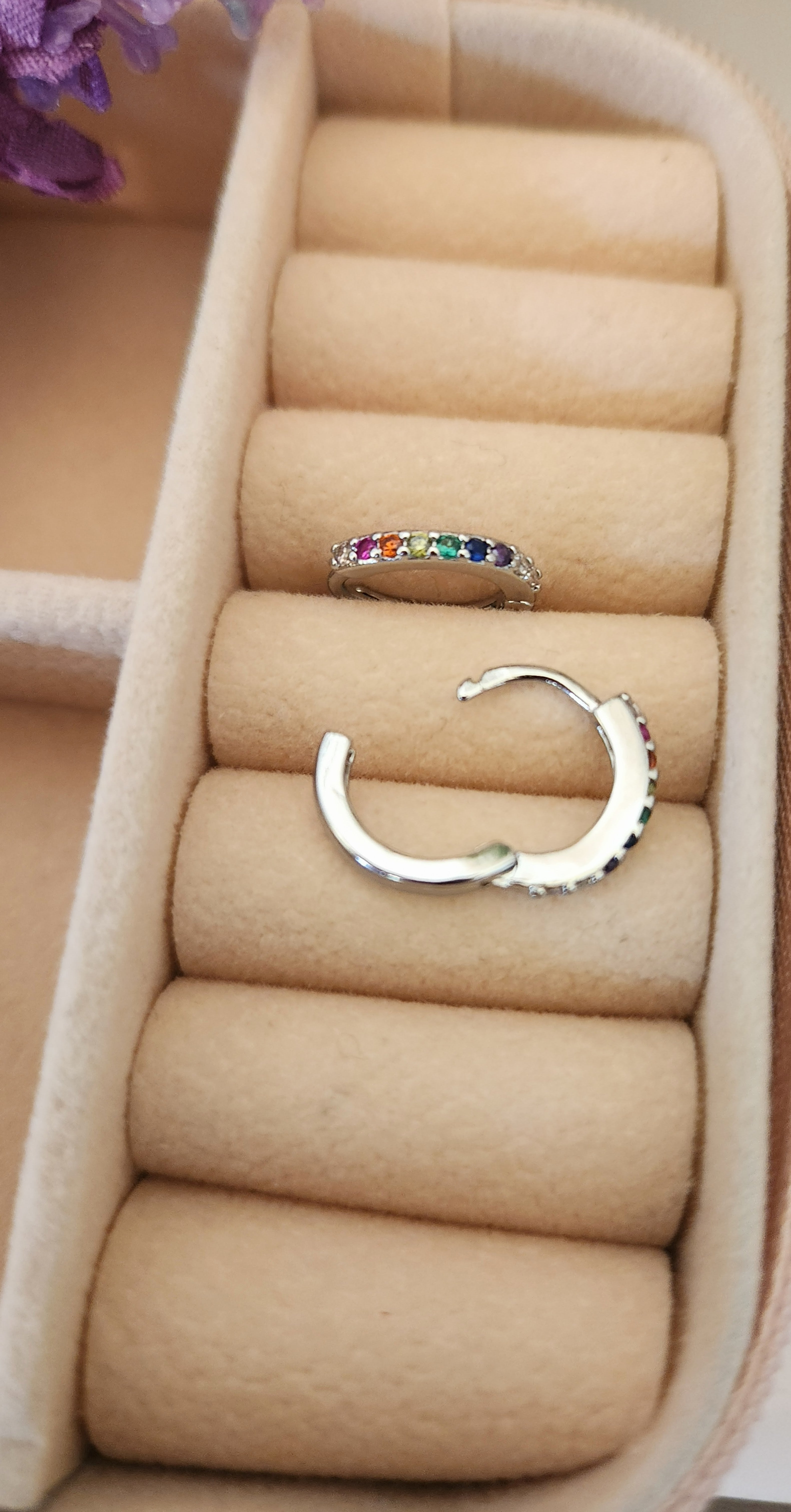 Rainbow CZ Mini Hoop Earrings