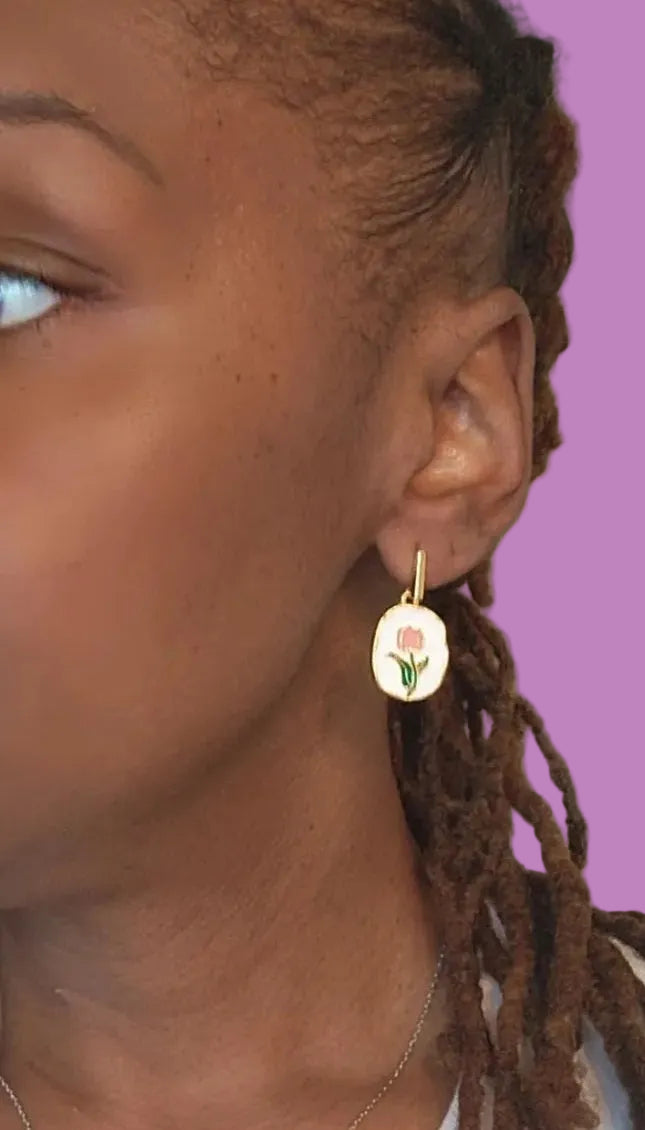Pink Tulip Dangle Earrings