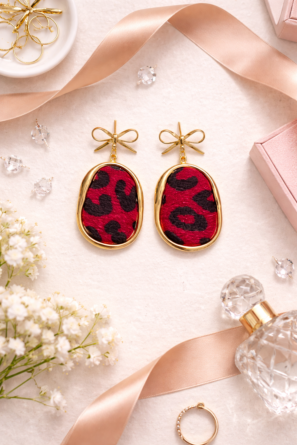 Leopard Print Bow Earrings