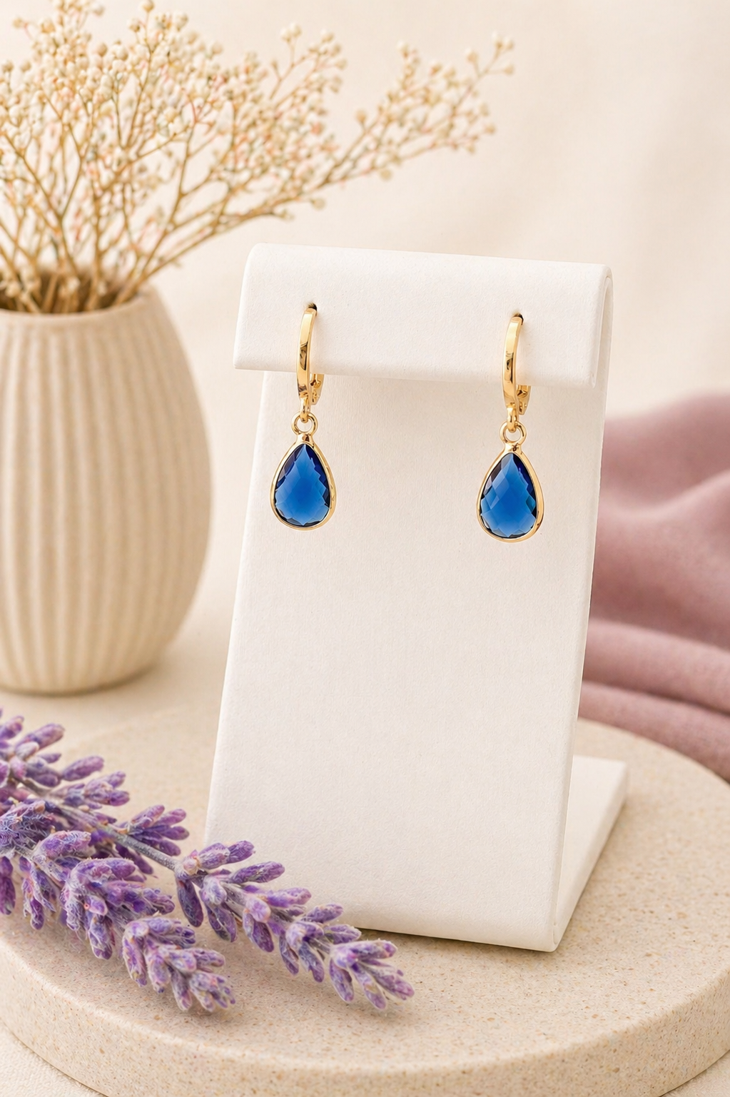 Birthstone Huggie Hoop Earrings– Dainty 18k Gold Drop in Every Month