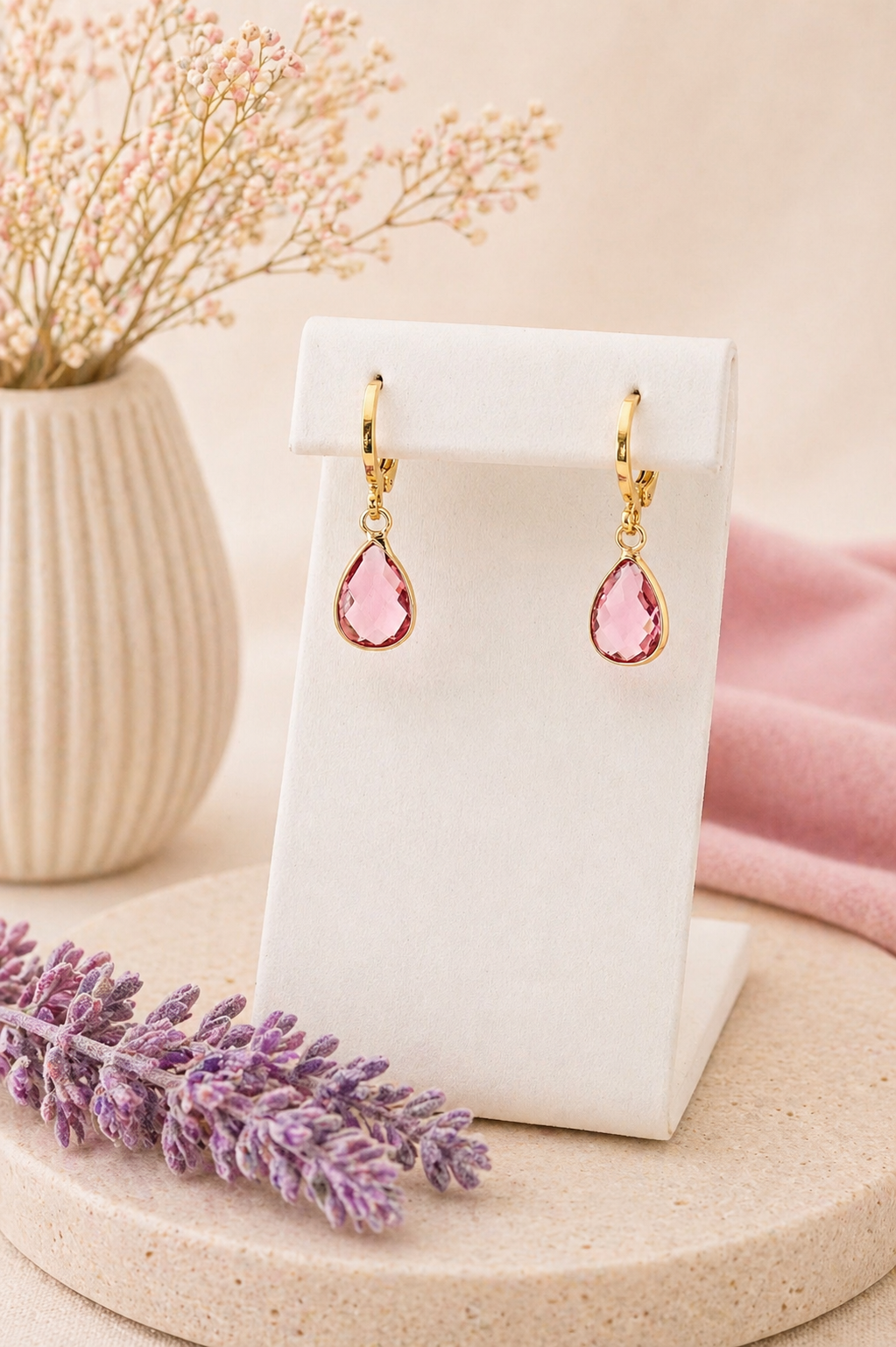 Birthstone Huggie Hoop Earrings– Dainty 18k Gold Drop in Every Month