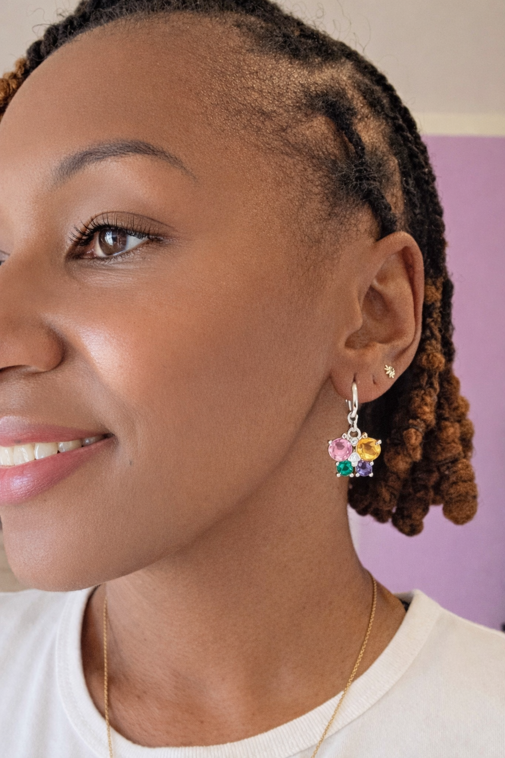 Multicolor Crystal Butterfly Huggie