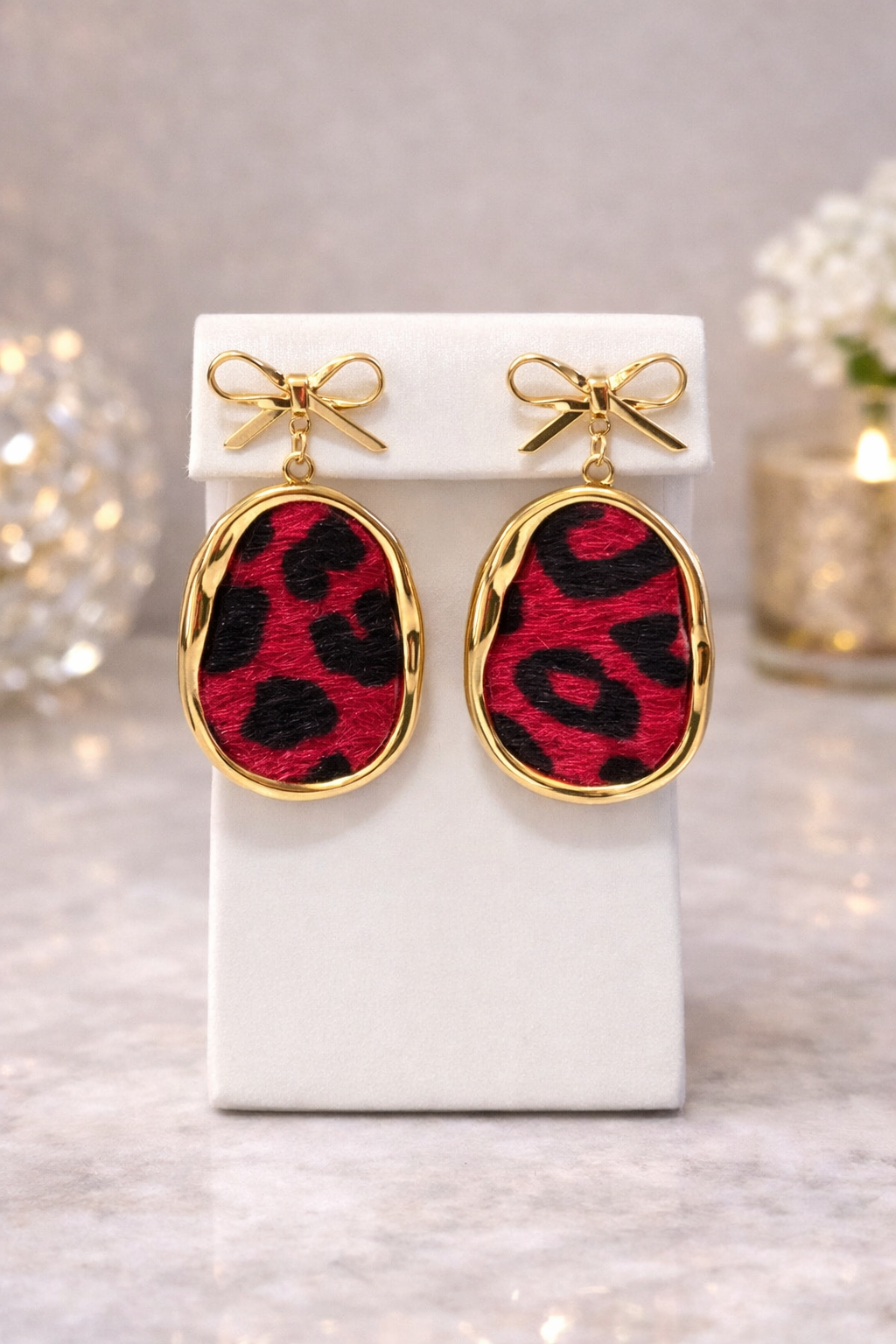 Leopard Print Bow Earrings