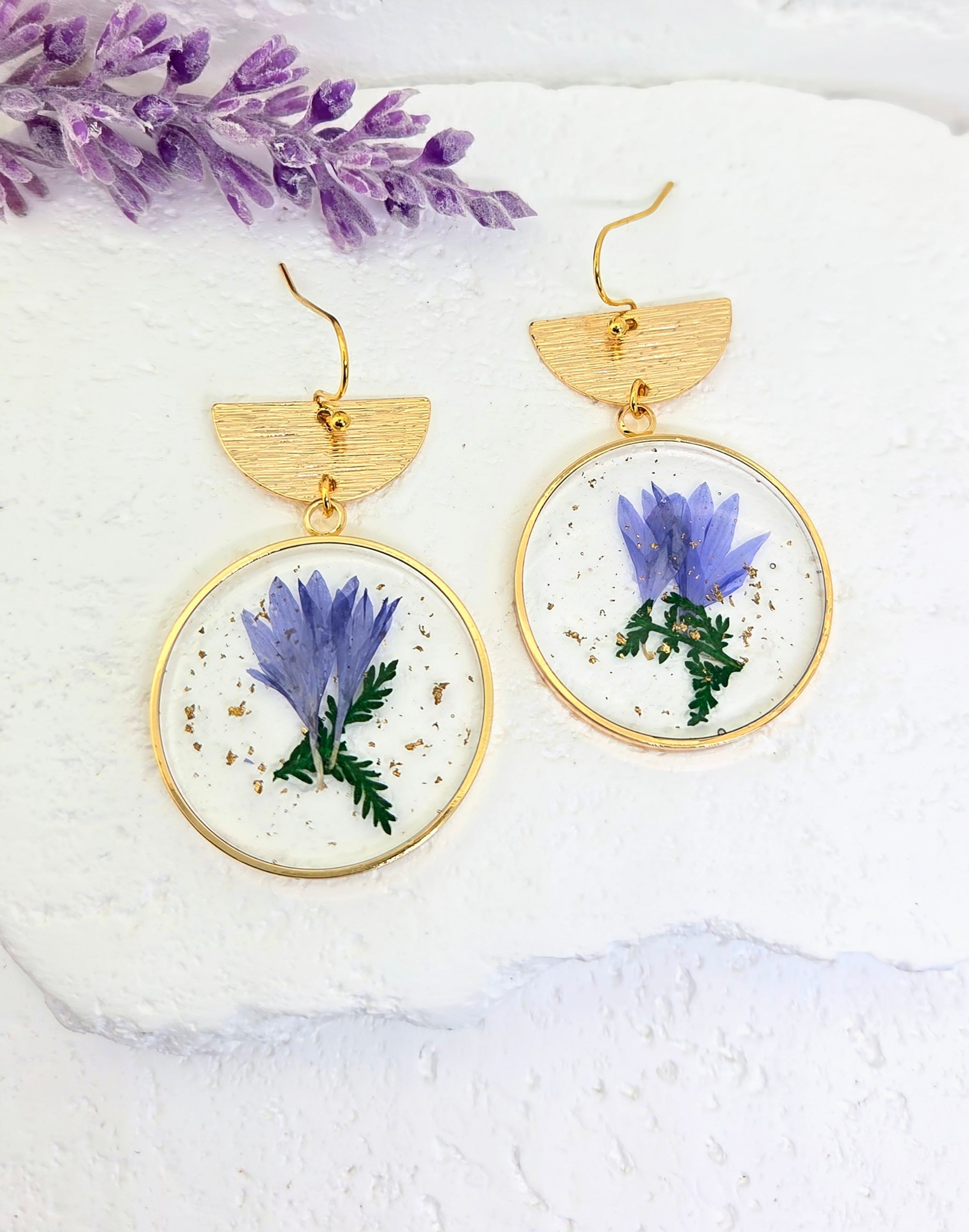 Blue Corn Flower Resin Earrings