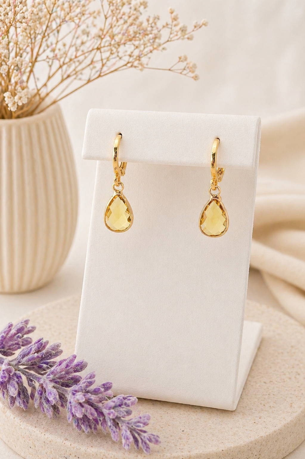 Birthstone Huggie Hoop Earrings– Dainty 18k Gold Drop in Every Month