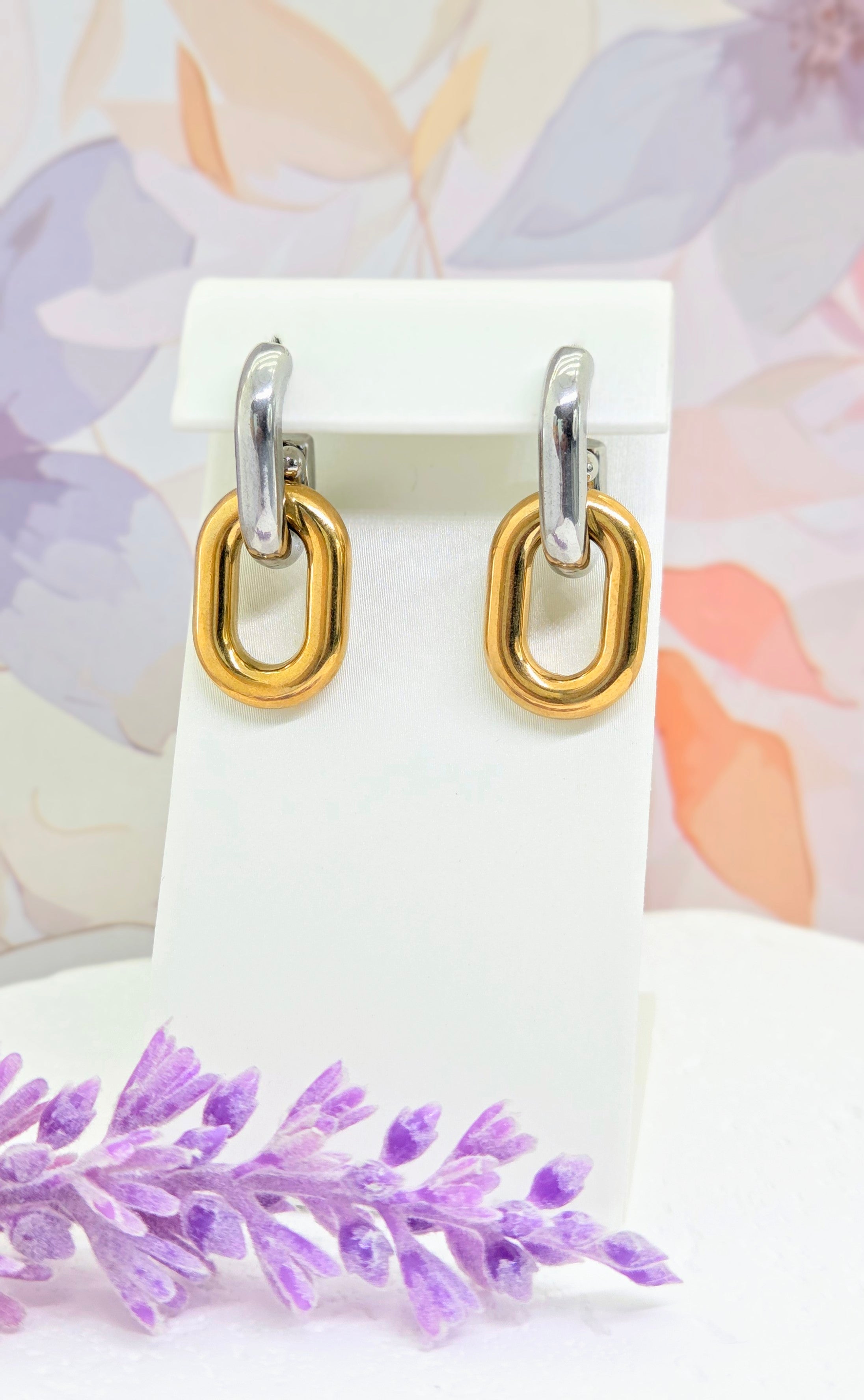 Mixed Metal Link Drop Earrings