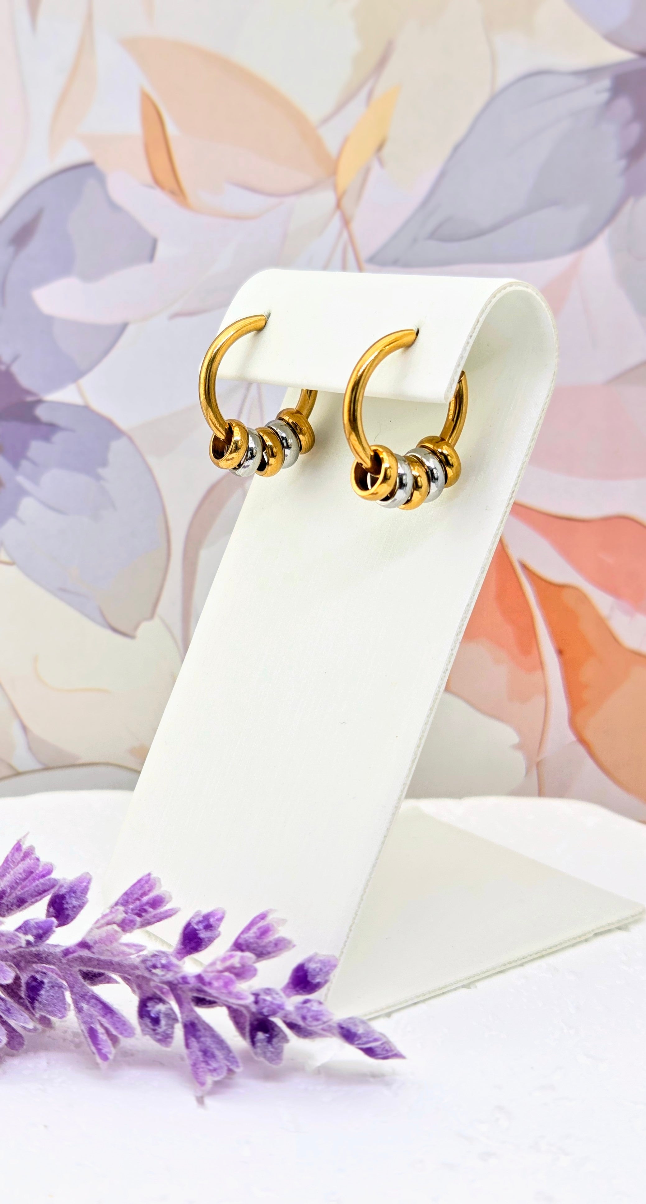 Mixed Metal Bead Hoops