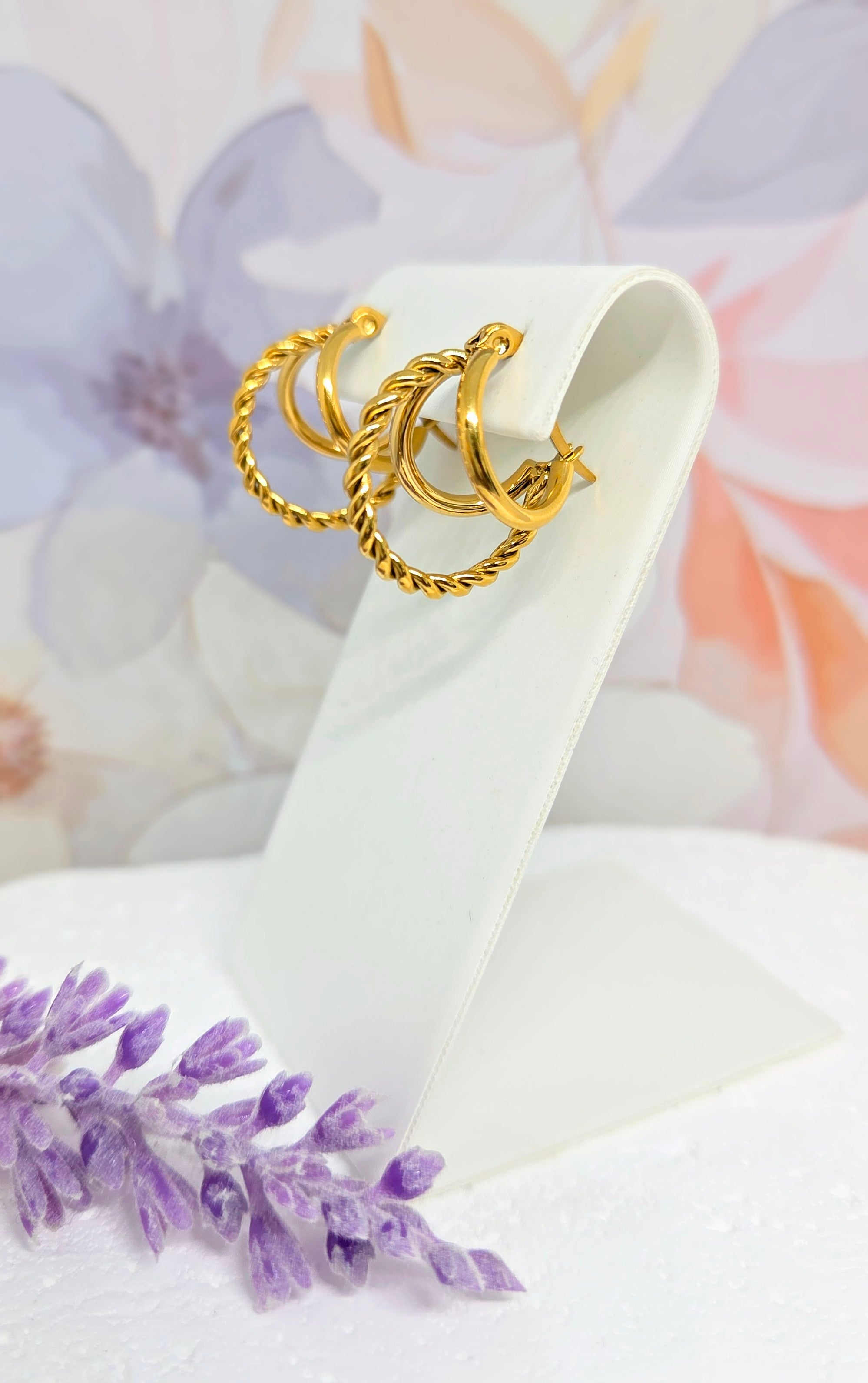 Twisted Triple Hoop Earrings