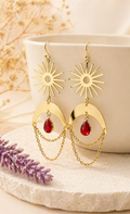 Sun and Moon Birthstone Earrings- Choose Month