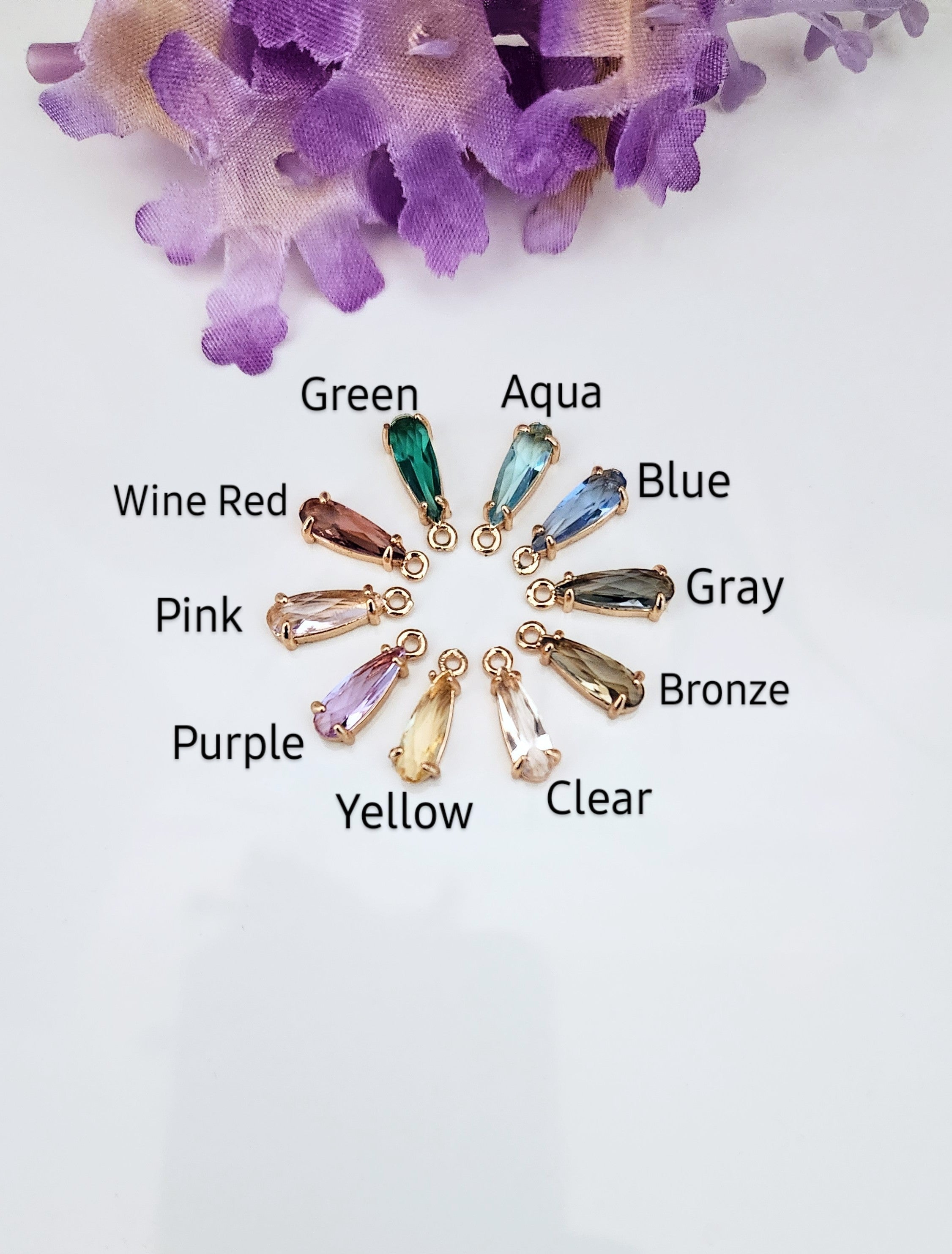 Gold Glass Stone Threader Earrings- Multiple Colors