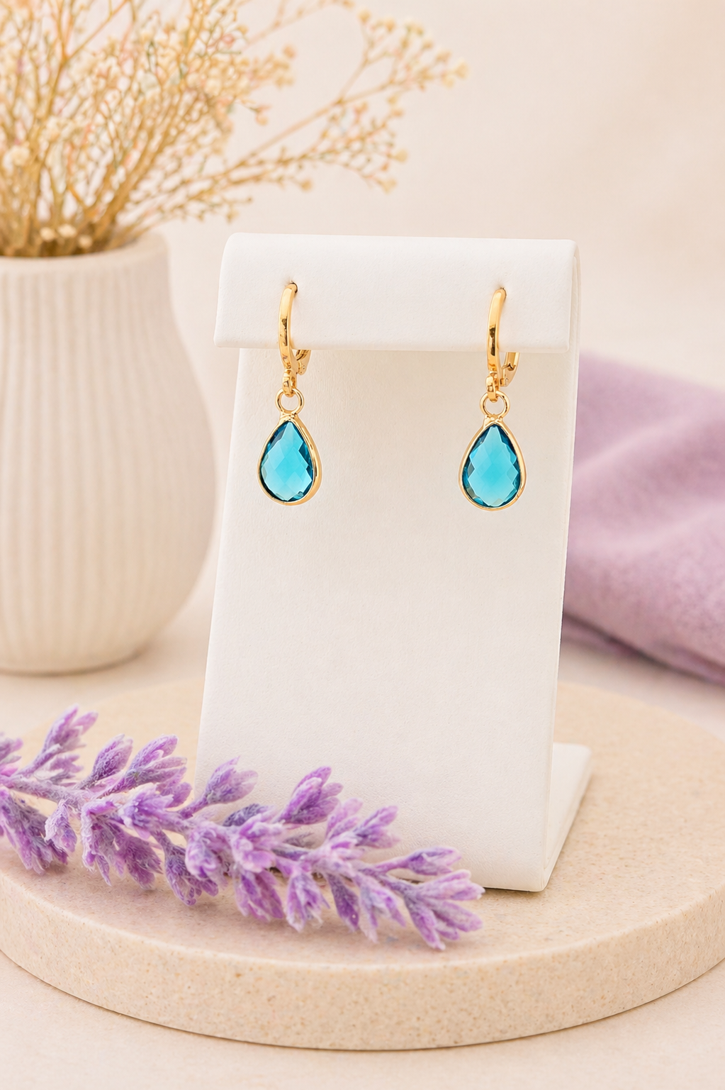Birthstone Huggie Hoop Earrings– Dainty 18k Gold Drop in Every Month